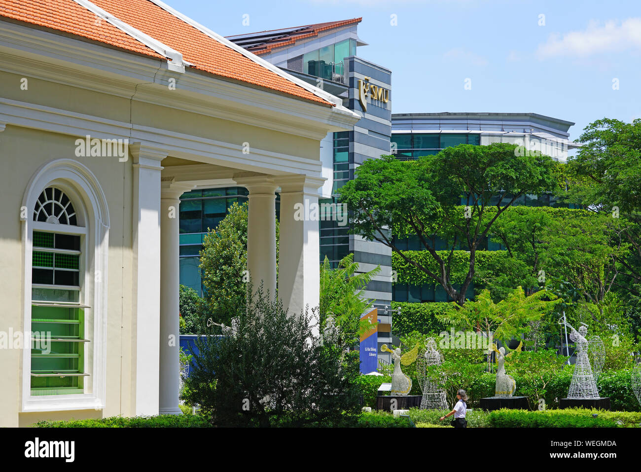 Août 2019 SINGAPOUR -23- vue de l'Université de Management de Singapour (SMU), une école d'affaires financées par le gouvernement national de Singapour, de l'accueil de m Banque D'Images