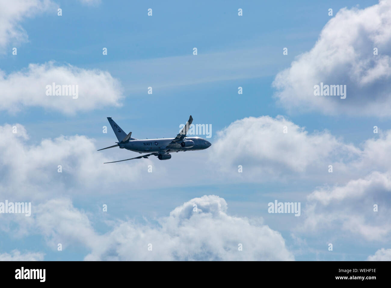 Bournemouth, Royaume-Uni. 30 août 2019. P-8A Poseidon Boeing avion un avion de surveillance - spécialement mis au point pour l'US Navy et de modification de la Boeing 737-800 n fly past à Bournemouth Air Festival avec son envergure de près de 40 mètres, propulsé par deux fans de turbo. Credit : Carolyn Jenkins/Alamy Live News Banque D'Images