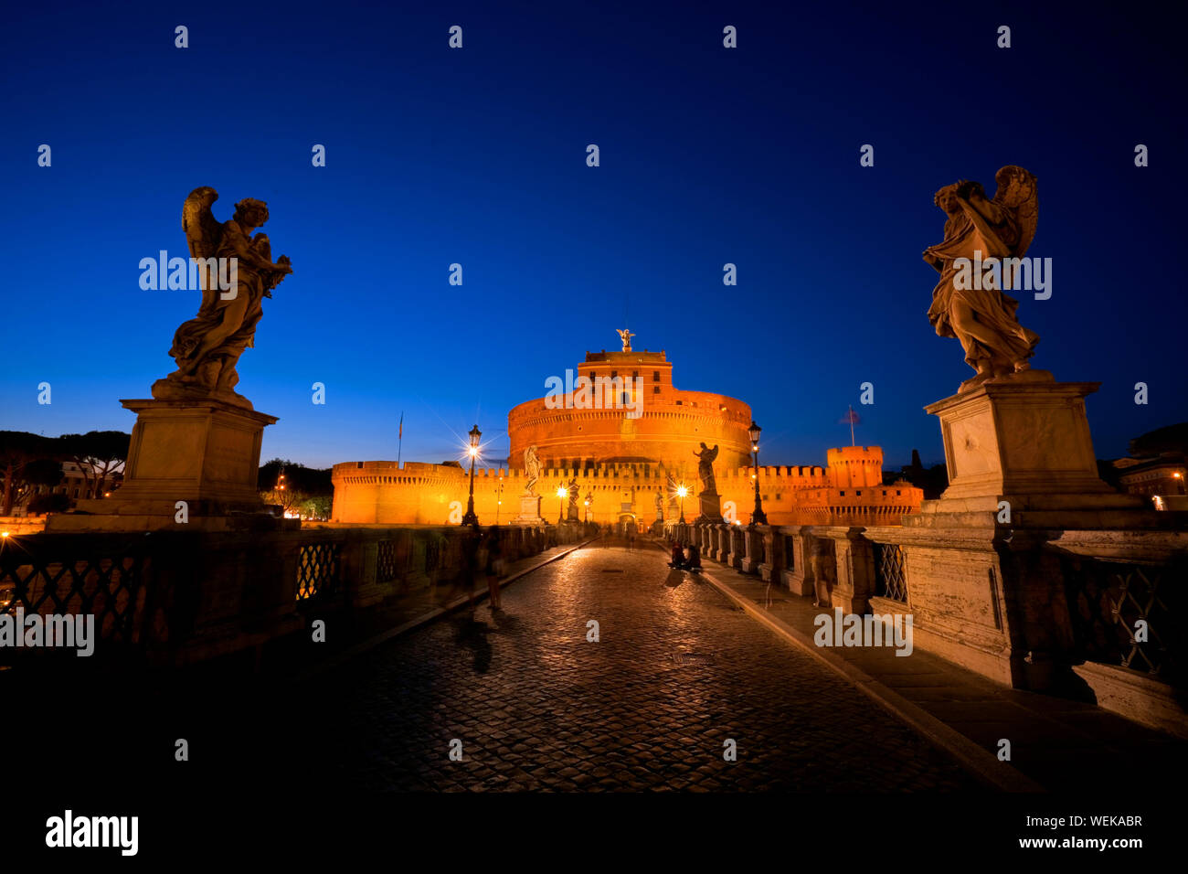 Crépuscule, Castel Sant'Angelo sur le Tibre, Rome, Italie Banque D'Images