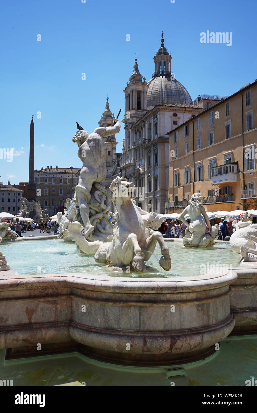 Fontaine de Neptune de la Piazza Navona, Rome, Italie Banque D'Images