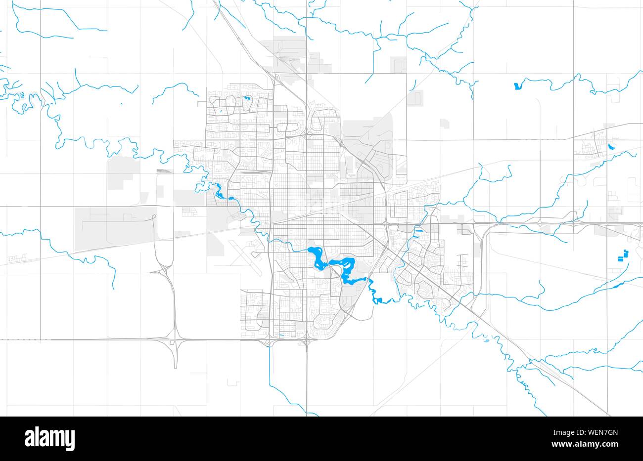 Détaillée riche carte de la zone de vecteur de Regina, Saskatchewan, Canada. Modèle de carte pour la décoration. Illustration de Vecteur
