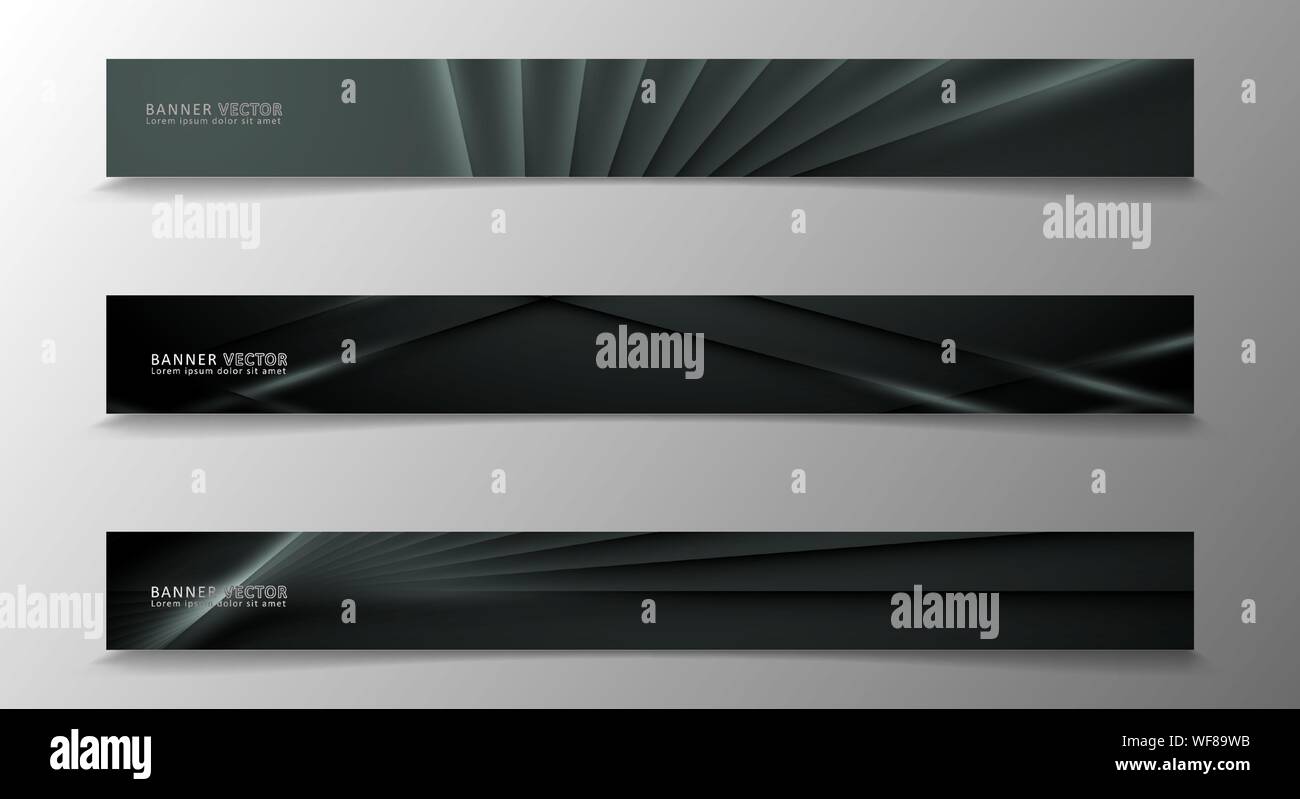 Collection de bannières, vector background With glowing neon rayures grises dans une pièce sombre. Illustration de Vecteur