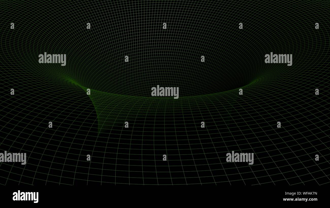 Surface mathématique grille verte sur fond noir - le rendu 3D illustration Banque D'Images