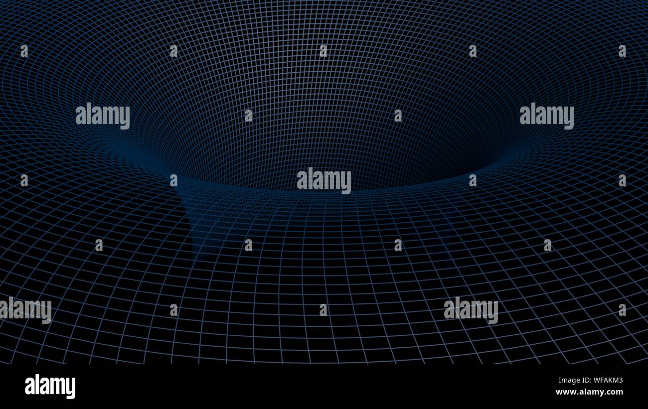 Surface mathématique grille bleue sur fond noir - le rendu 3D illustration Banque D'Images