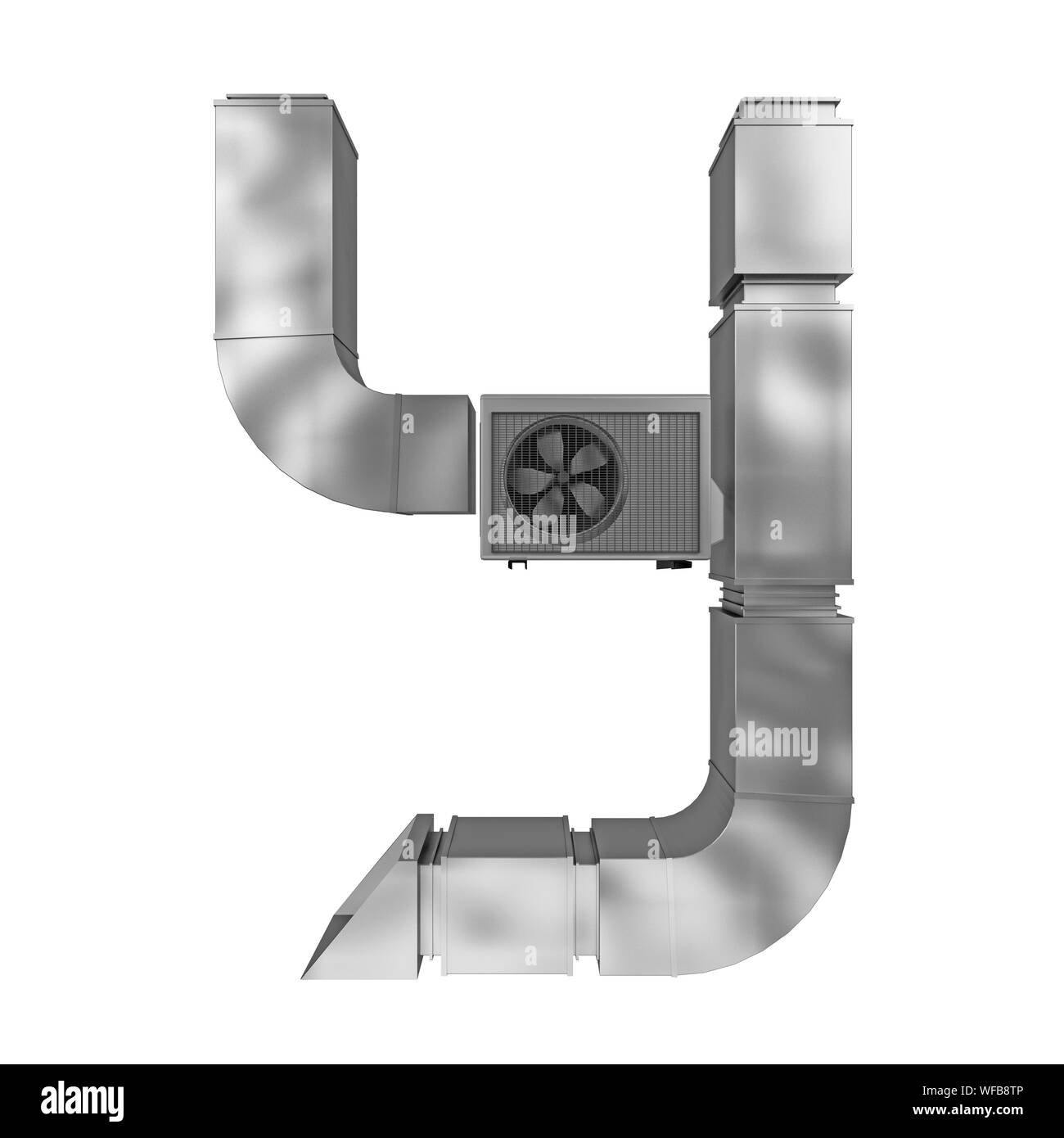 Lettre Y de tuyaux de ventilation et climatisation. Le rendu 3D Banque D'Images