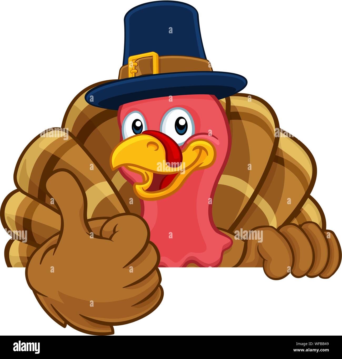 Thanksgiving Turquie Pilgrim Hat Personnage Illustration de Vecteur