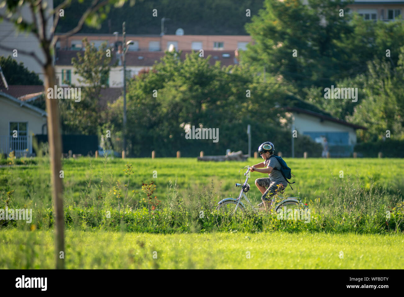 Randonnée à vélo le long de la Brévenne Banque D'Images