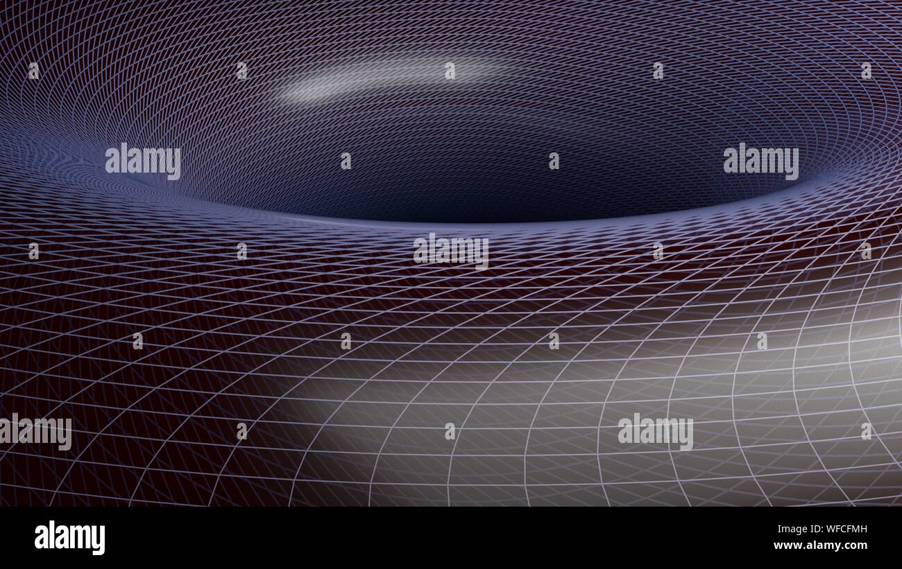 Fond de trou noir avec des lignes de champ gravitationnel - le rendu 3D illustration Banque D'Images
