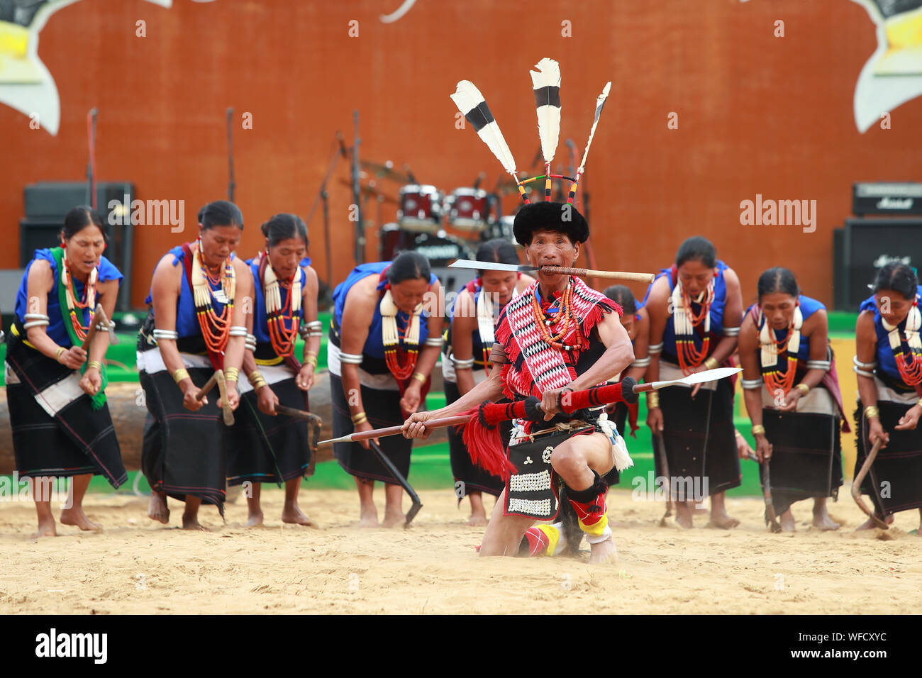 Dans les tribus Rengam Hornbill Festival, Nagaland Banque D'Images