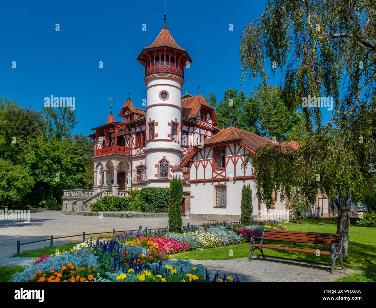 Villa Scheuermann, Kurparkschloessl au château à Herrsching am Ammersee, lac Ammer, Upper Bavaria, Bavaria, Germany, Europe Banque D'Images