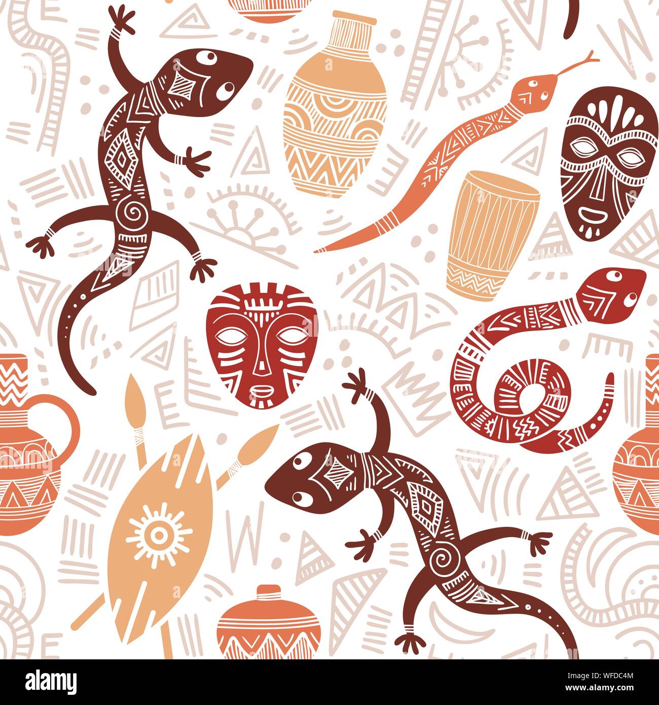 Transparente avec motif ethnique motifs africains. Vector illustration. Parfait pour l'impression textile, papier peint, tissu design, tissu, papier d'emballage et en dessins de tissu. Illustration de Vecteur