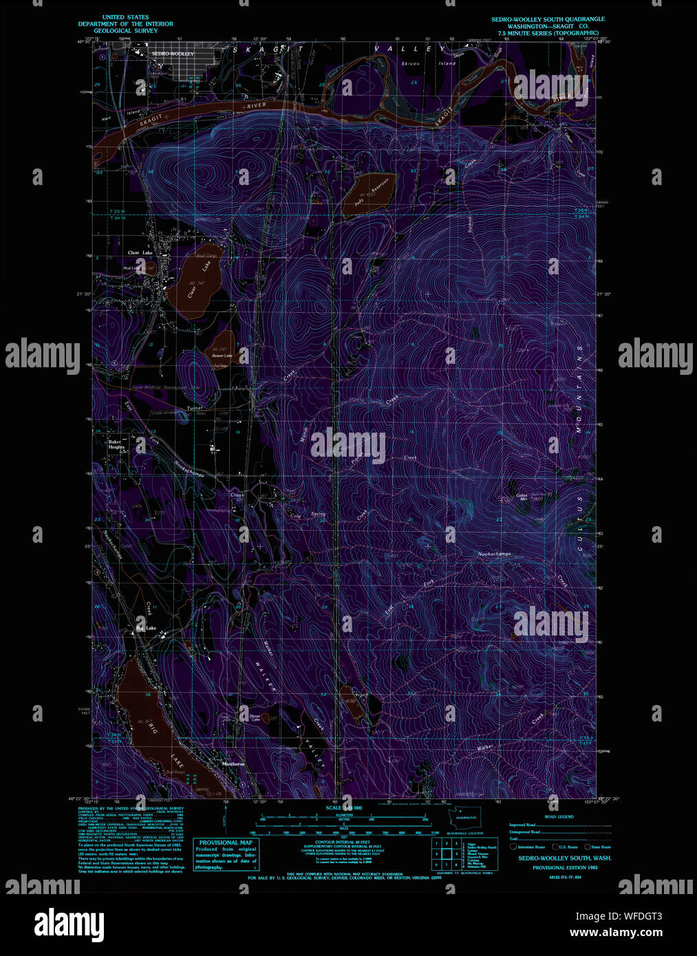 L'État de Washington, de l'USGS Topo Map WA SedroWoolley Sud 2436561985 24000 Restauration