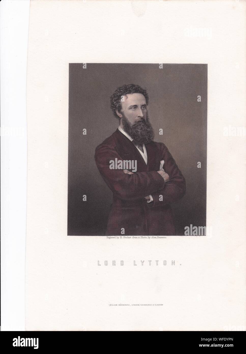 La plaque d'impression de livre / 'Lord Lytton'. Robert Bulwer-Lytton, 1er comte de Lytton. D'État anglais, homme politique conservateur, et poète. Vice-roi de l'Inde Banque D'Images