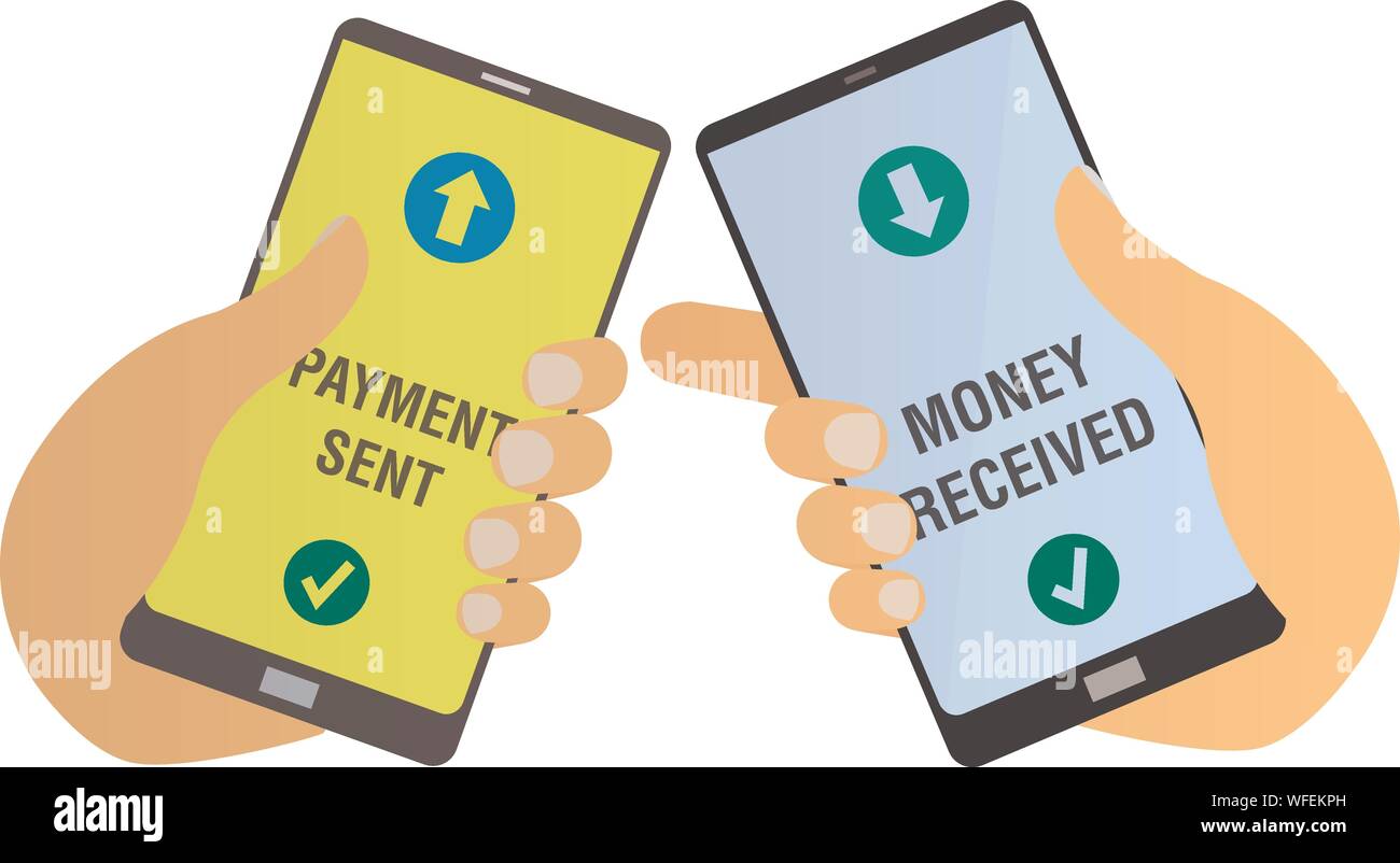Le concept de paiement sans contact mobile, les gens à l'aide de blackberry pour transférer de l'argent vector illustration Illustration de Vecteur