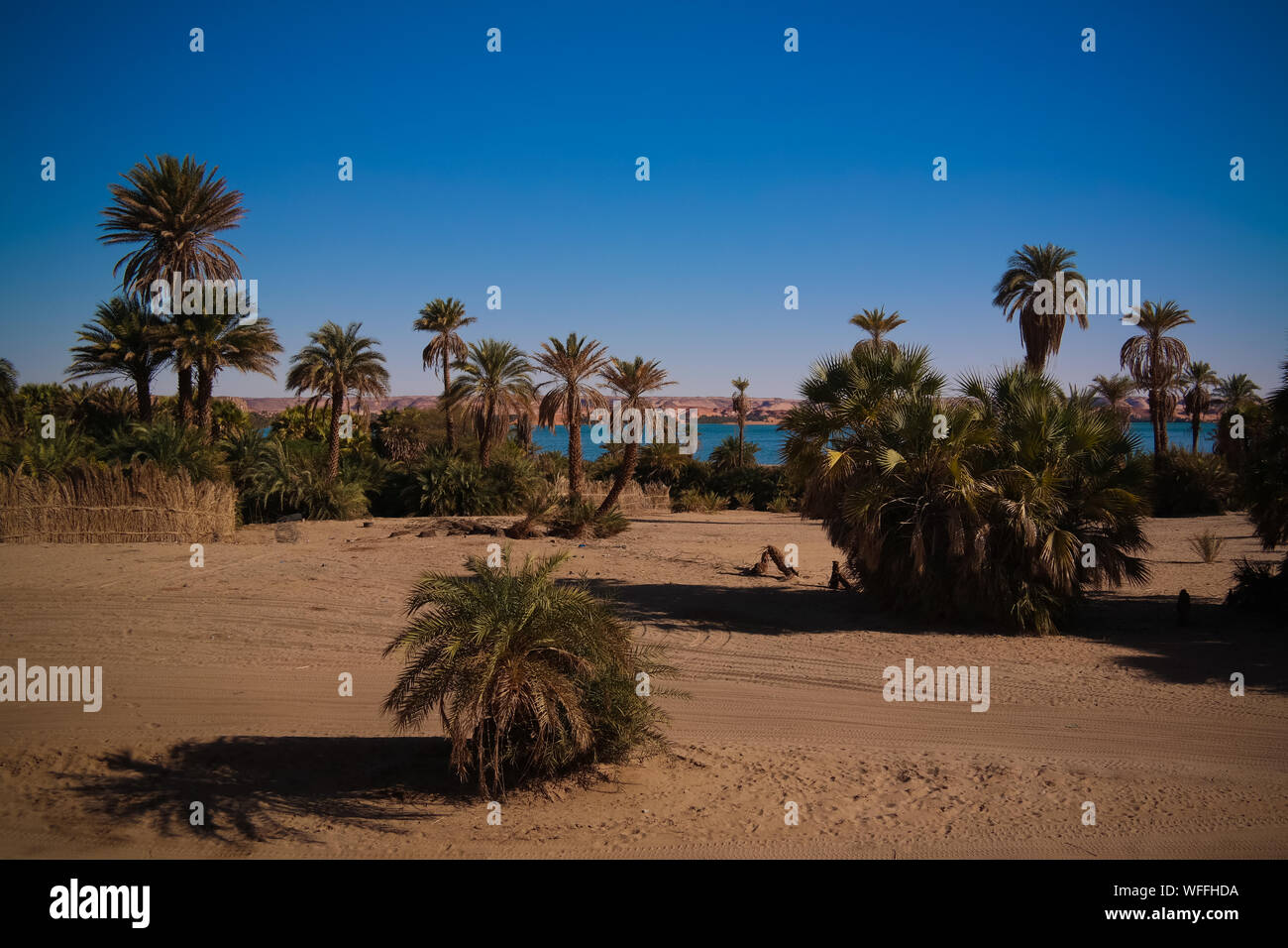 Vue panoramique sur le lac de la LJC group d'Ounianga Kebir lacs , Ennedi, Tchad Banque D'Images