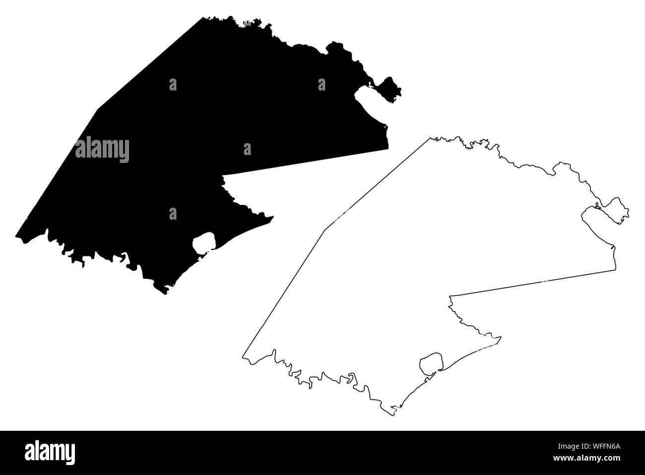 Refugio County, Texas (comtés au Texas, États-Unis d'Amérique,USA, États-Unis, US) map vector illustration gribouillage, croquis Refugio site Illustration de Vecteur