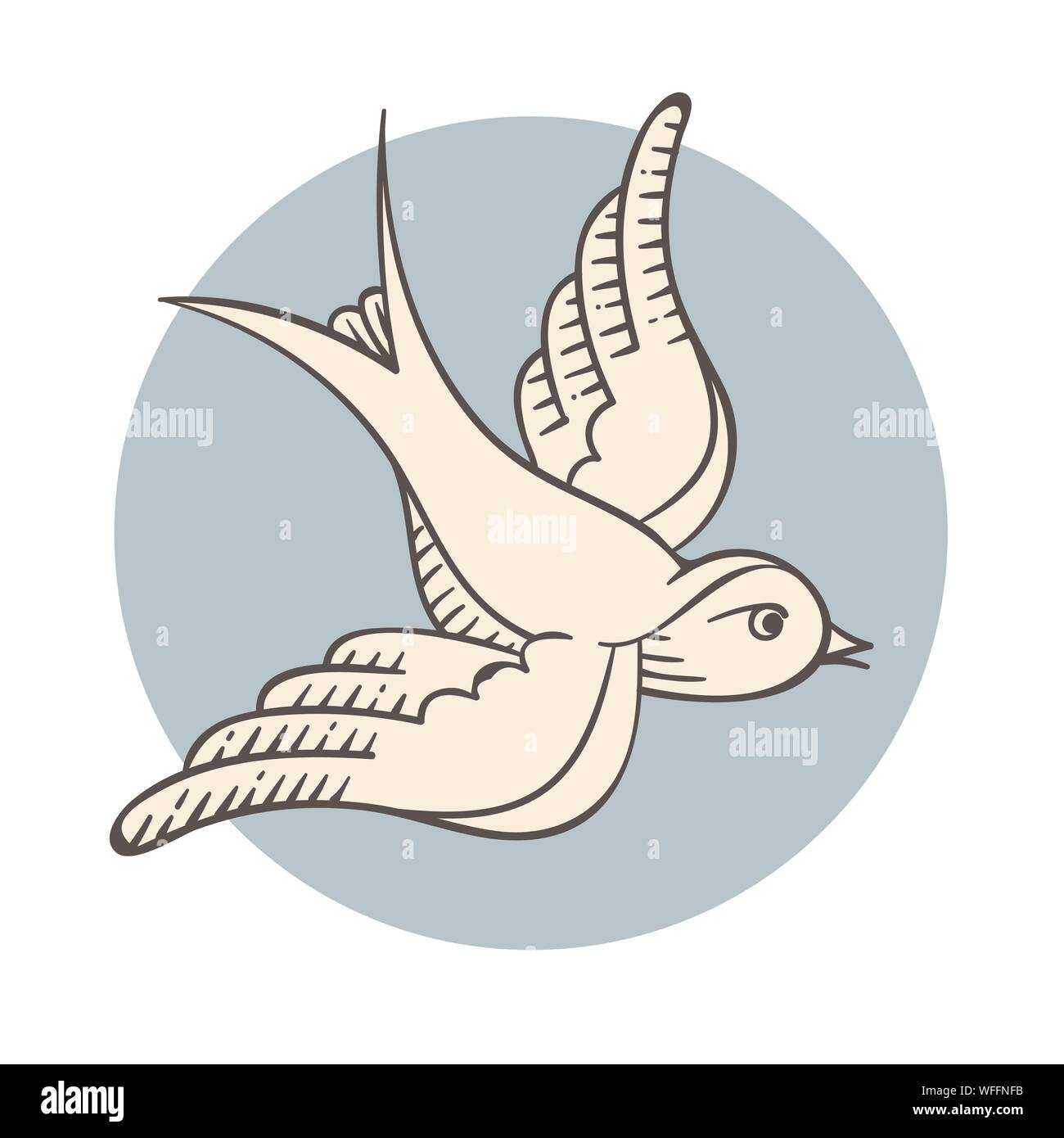 Ensemble d'old vintage objet dans leur gravure. Pour les oiseaux l'icône tattoo isolé sur fond turquoise ou cercle de menthe. La conception et l'élément dessiné à la main Illustration de Vecteur