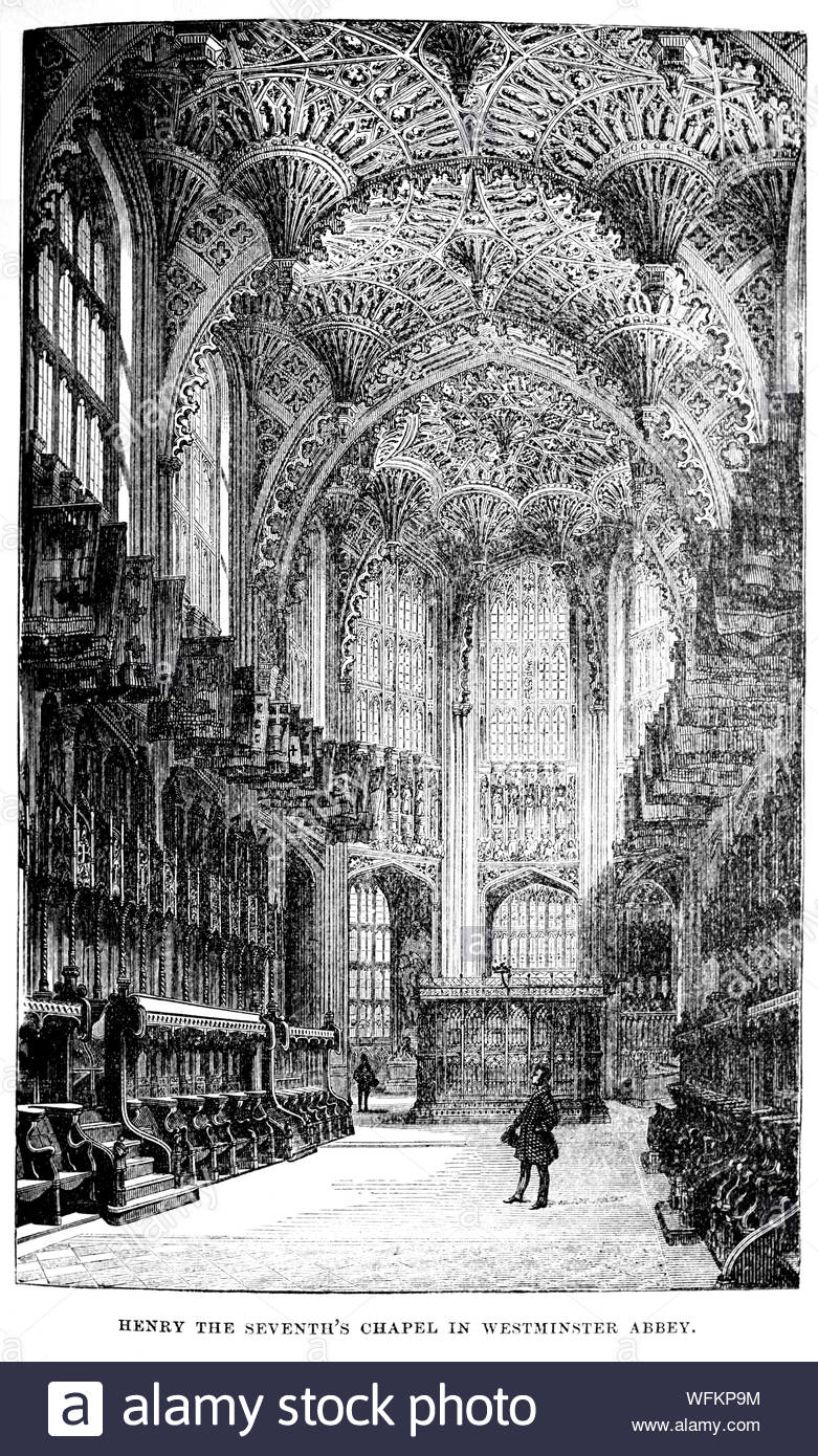 Henry VII chapel à l'abbaye de Westminster, illustration de 1900 vintage Banque D'Images