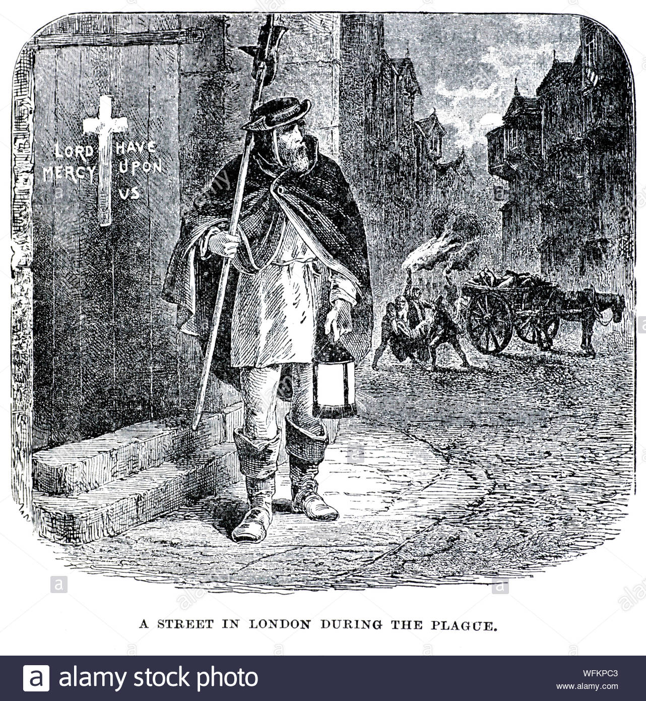 Grande peste de Londres en 1665, illustration ancienne de 1900 Banque D'Images