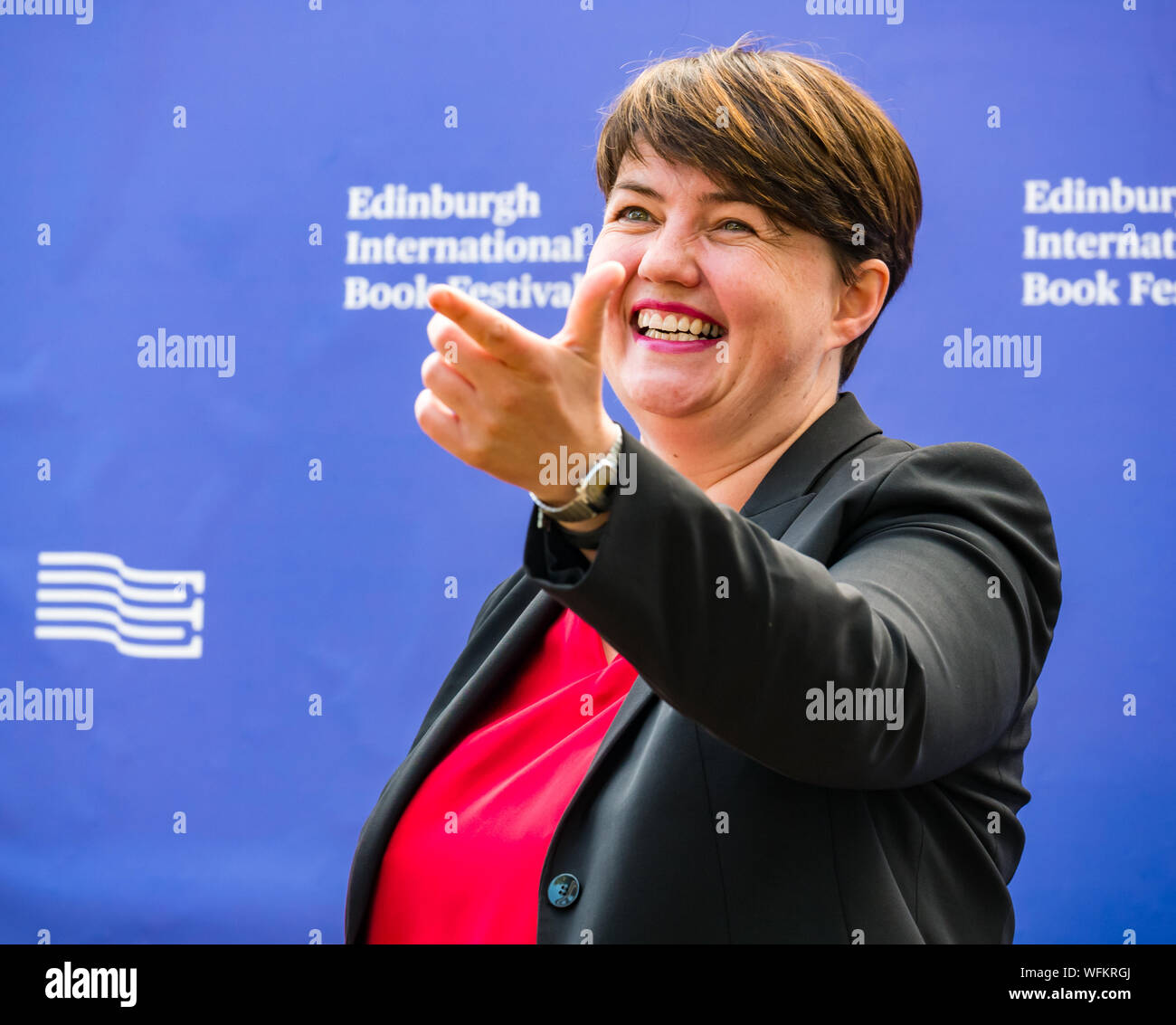 Ruth Davidson, chef du parti conservateur écossais, à l'Edinburgh International Book Festival, Ecosse, Royaume-Uni Banque D'Images