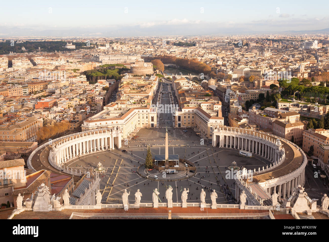 La place Saint Pierre vue aérienne, la Cité du Vatican. Paysage de Rome, Italie Banque D'Images