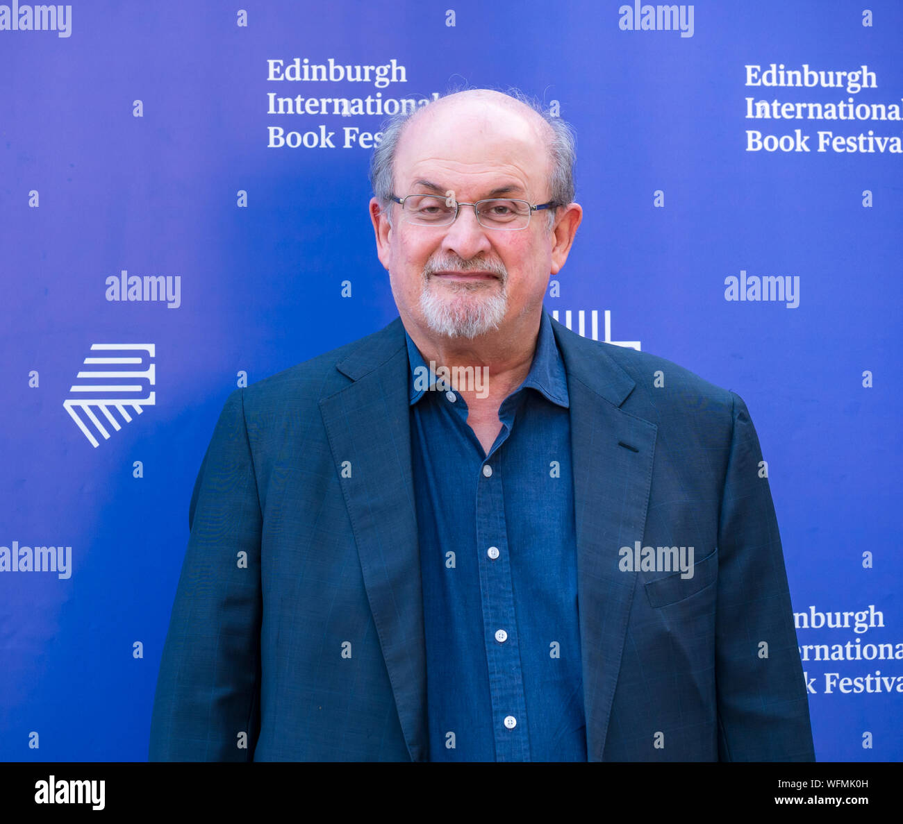Salman Rushdie, écrivain indien britannique au Edinburgh International Book Festival 2019, Écosse, Royaume-Uni Banque D'Images