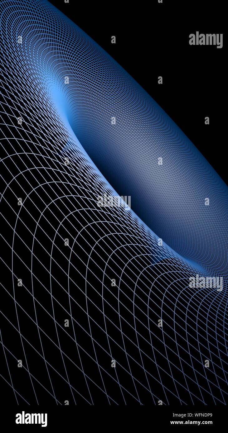 Surface mathématique grille bleue sur fond noir - le rendu 3D illustration Banque D'Images