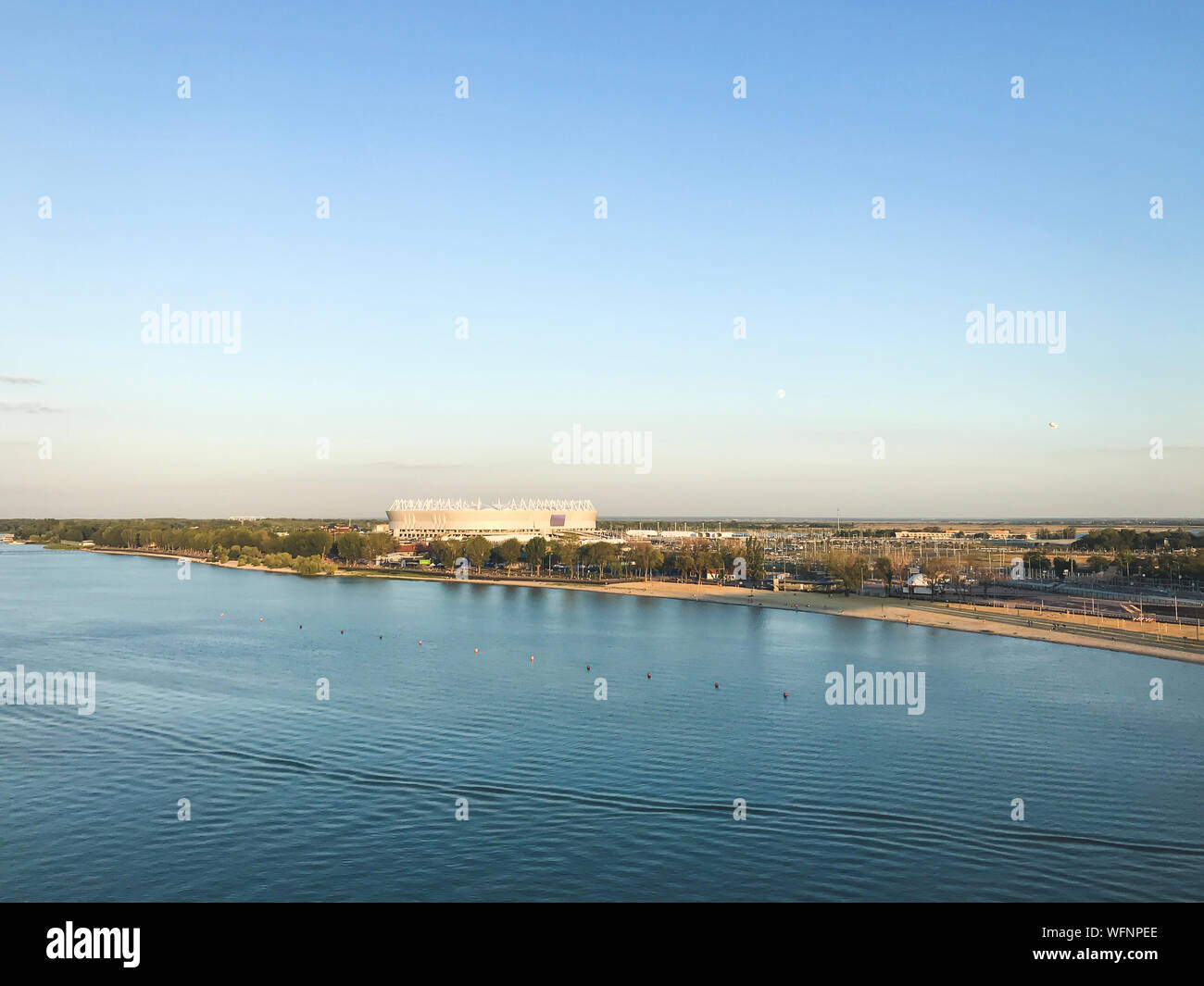 Vue de la rivière Don (d'un pont. La ville de Rostov on Don, Russie Banque D'Images