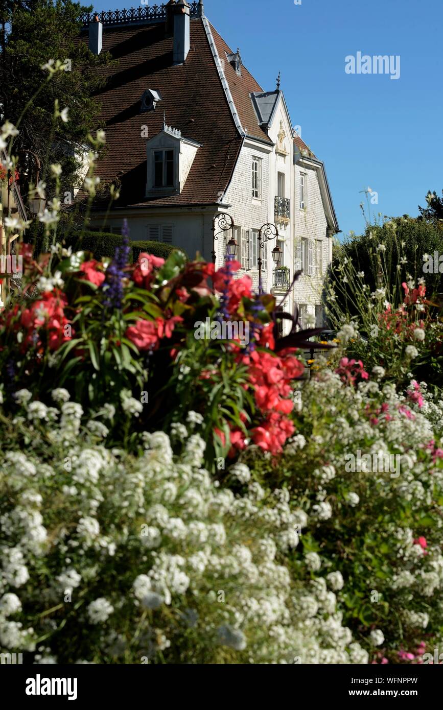 La France, Territoire de Belfort, Giromagny, la Place des mineurs, le Mazarin Chambre en date du fin du 17ème et au début du 19e siècle, ancienne maison de la cour fondée en 1564 des mines par le bailli de Mazarin, seigneur de Belfort Banque D'Images