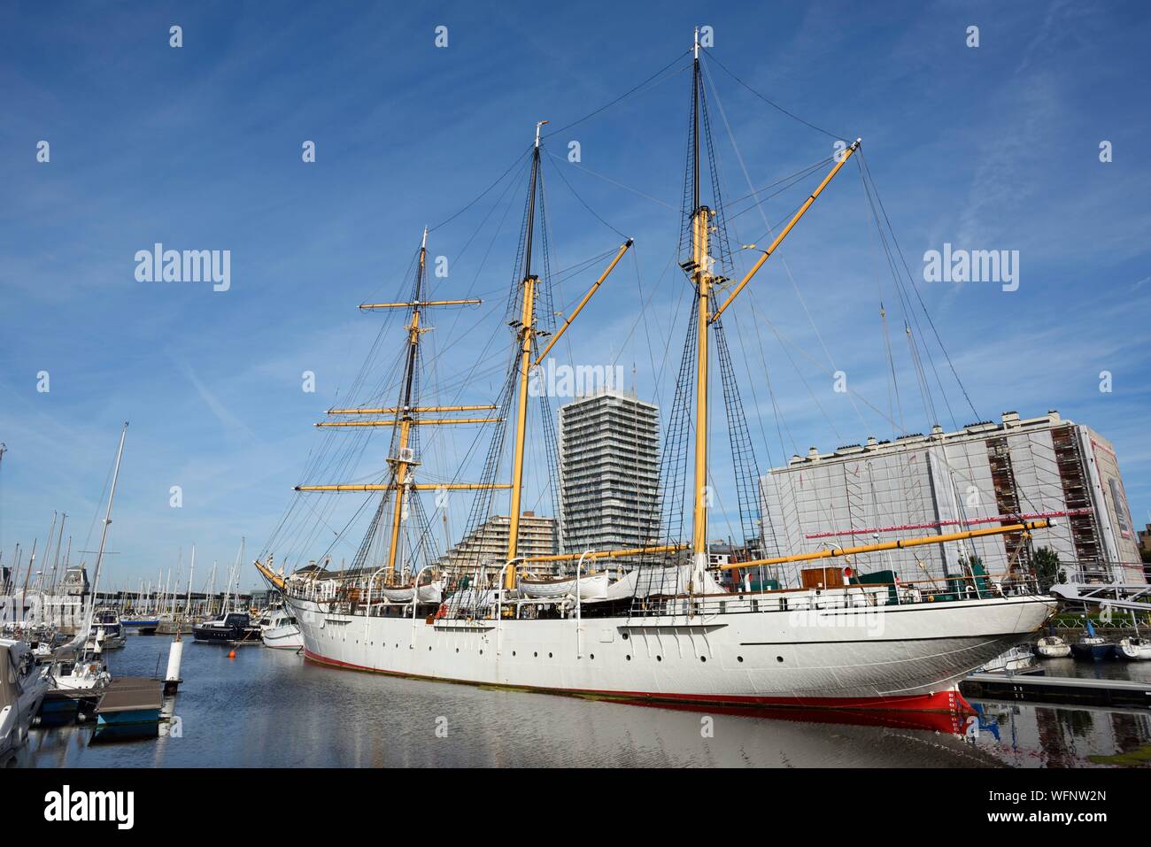 Belgique, Liège, Ostende, le port et le navire école 3 mâts Mercator le construit en 1931 Banque D'Images