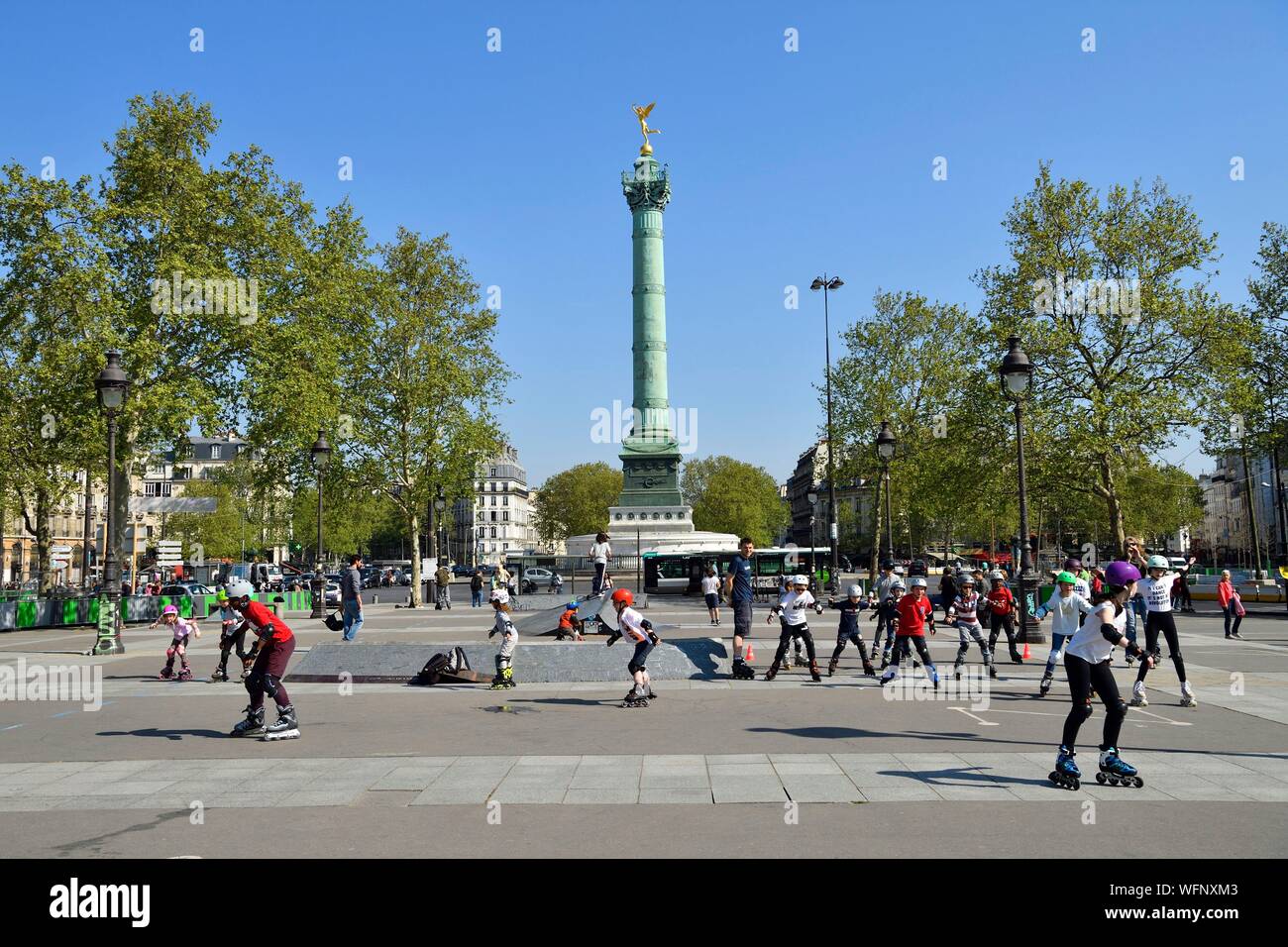 France, Paris, Place de la Bastille, la Colonne de Juillet Banque D'Images
