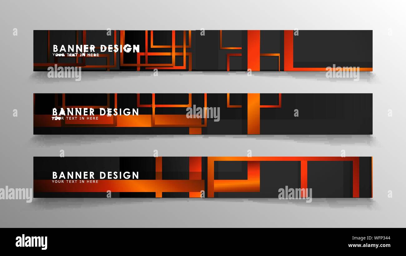 Résumé motif géométrique rectangulaire et des bannières avec des dégradés d'orange Illustration de Vecteur