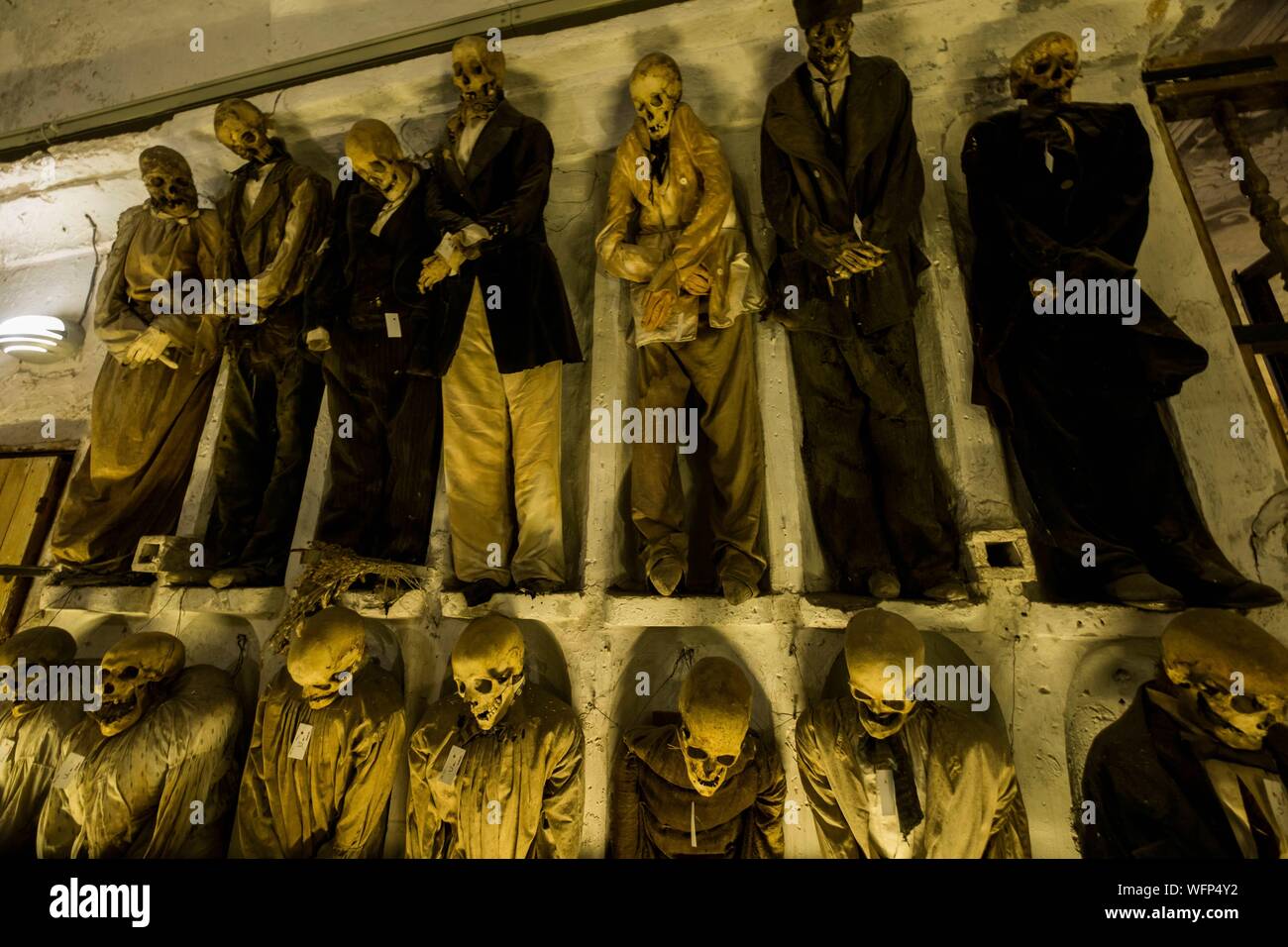L'Italie, la Sicile, Palerme, les catacombes du couvent des Capucins, mumies Banque D'Images