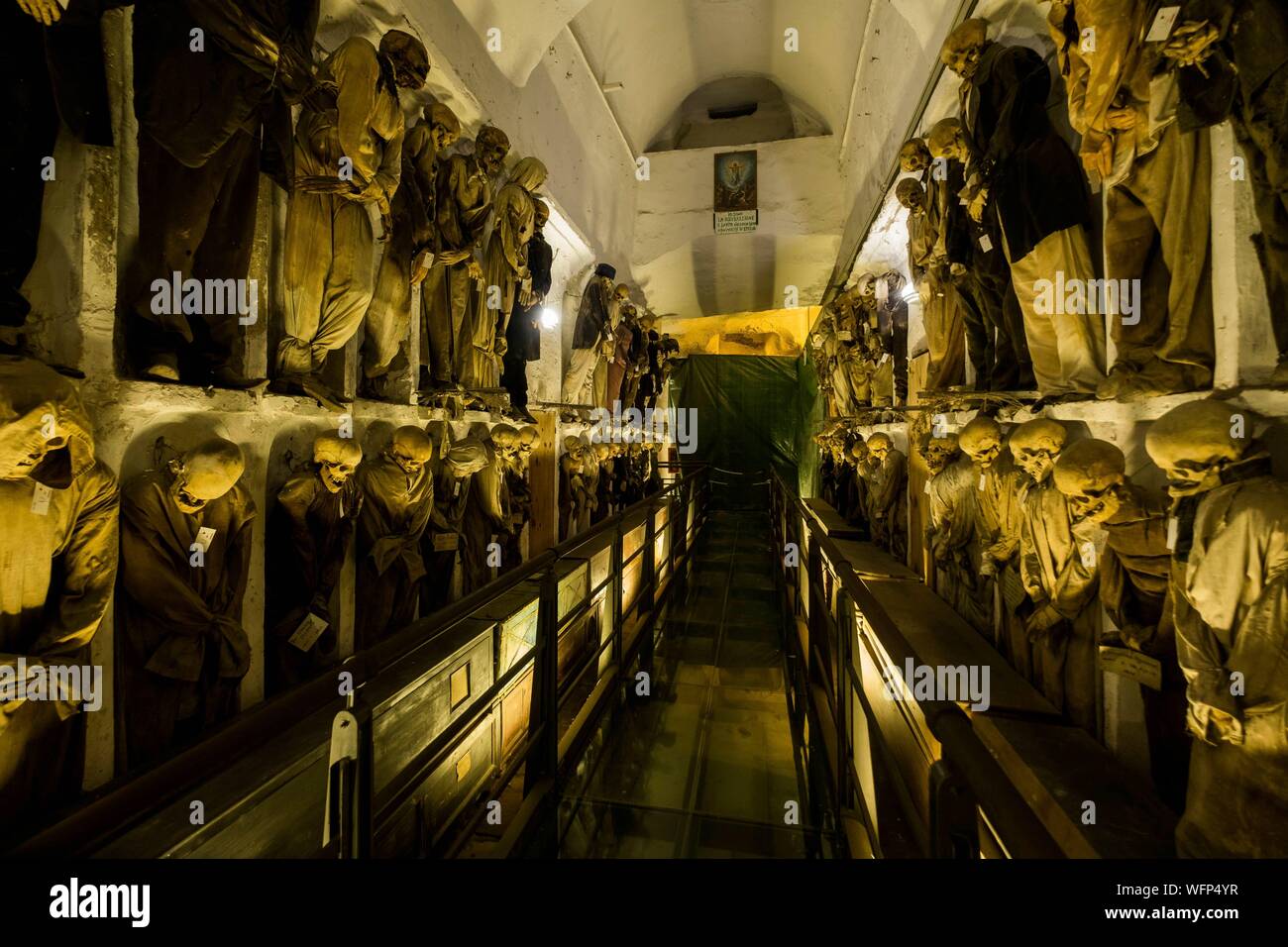 L'Italie, la Sicile, Palerme, les catacombes du couvent des Capucins, mumies Banque D'Images