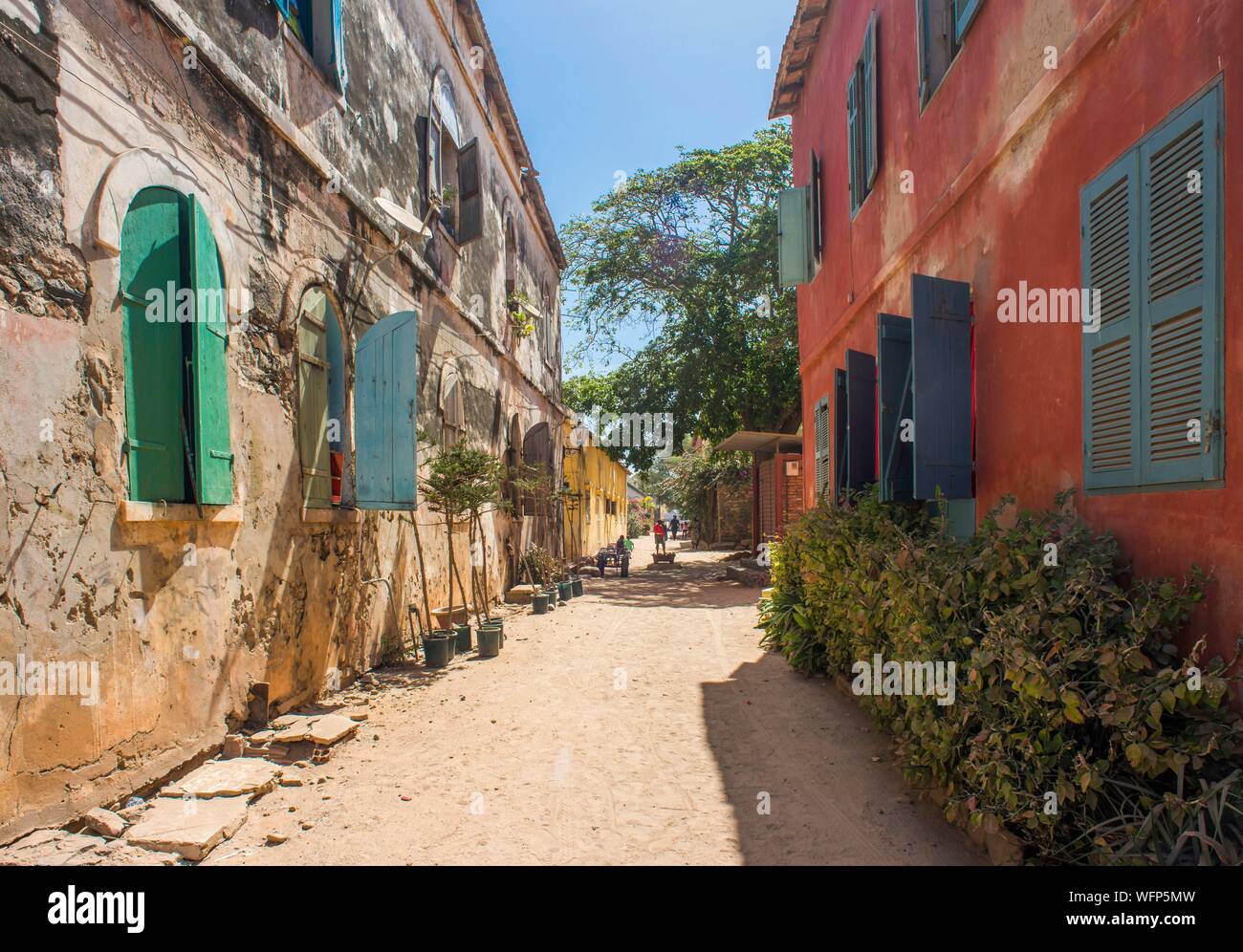 Sénégal, Dakar, l'île de Gorée, Site du patrimoine mondial de l'UNESCO, piles street Banque D'Images