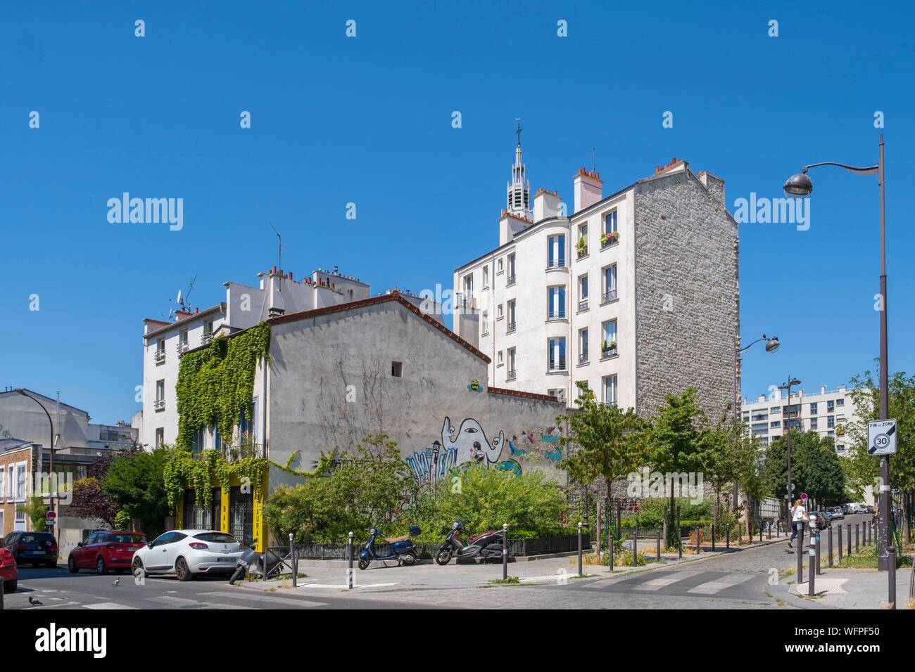 France, Paris, quartier Charonne, rue Terre Neuve Banque D'Images