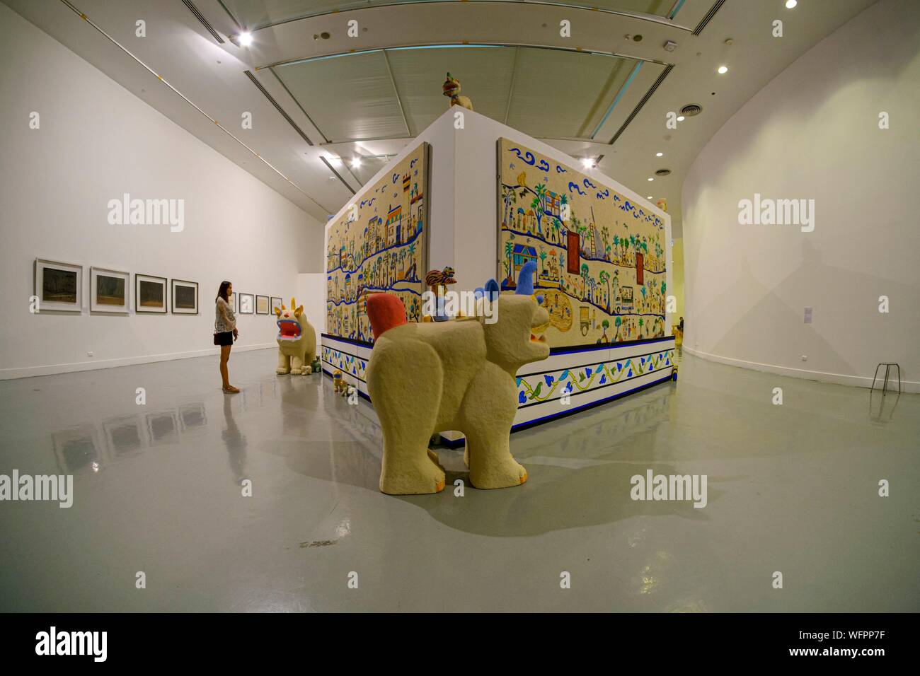 Thaïlande, Bangkok, Siam square, Bangkok Art and Culture Center, chef-d'œuvre de l'artiste thaïlandais du Kwamsawat Banque D'Images