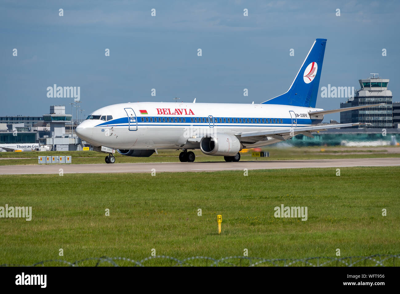 MANCHESTER, Royaume-Uni - 24 août 2019 : la compagnie Boeing 737 prêt à décoller Banque D'Images