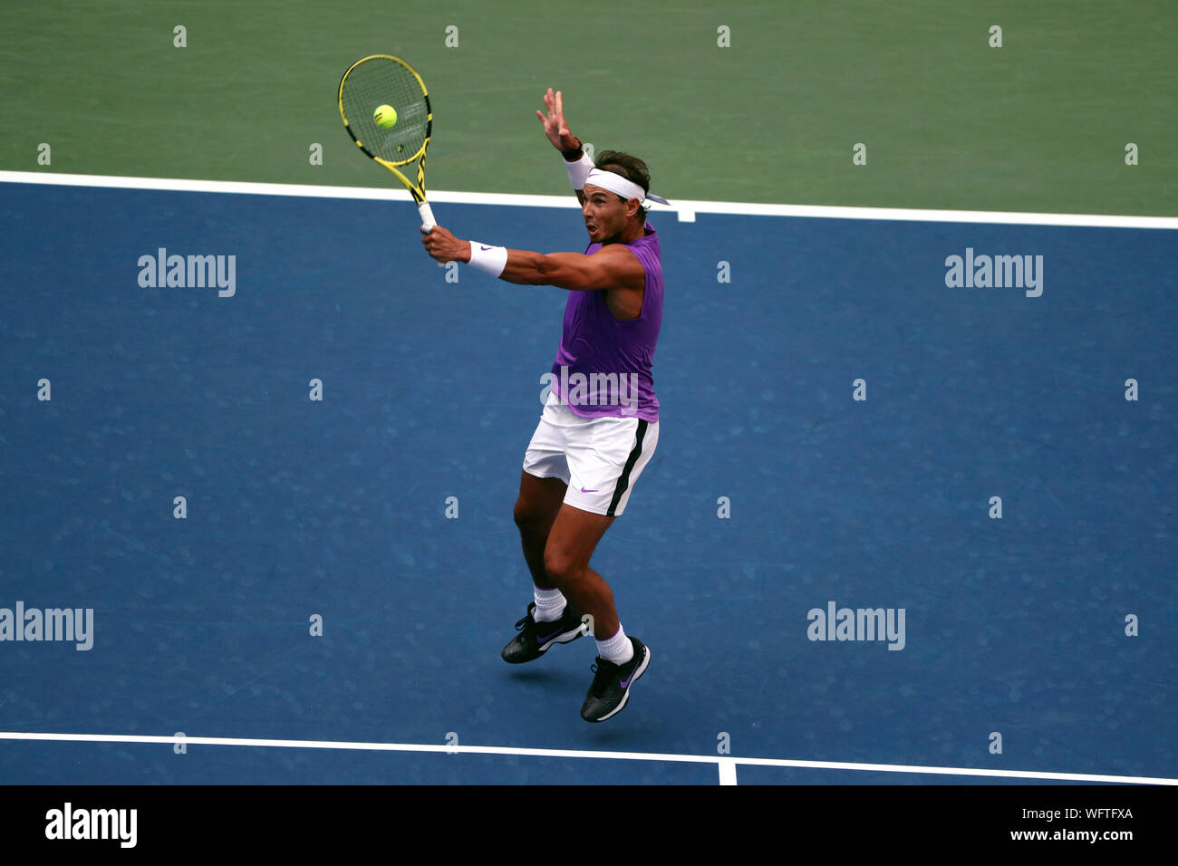 New York, États-Unis. Août 31, 2019. Flushing Meadows, New York, USA. Le 31 août 2019. Numéro 2 des semences, de l'Espagne de Rafael Nadal en action contre Ho Chung de Morée lors de leur troisième match à l'US Open à Flushing Meadows, New York. Nadal a remporté le match en 5 sets. Crédit : Adam Stoltman/Alamy Live News Banque D'Images