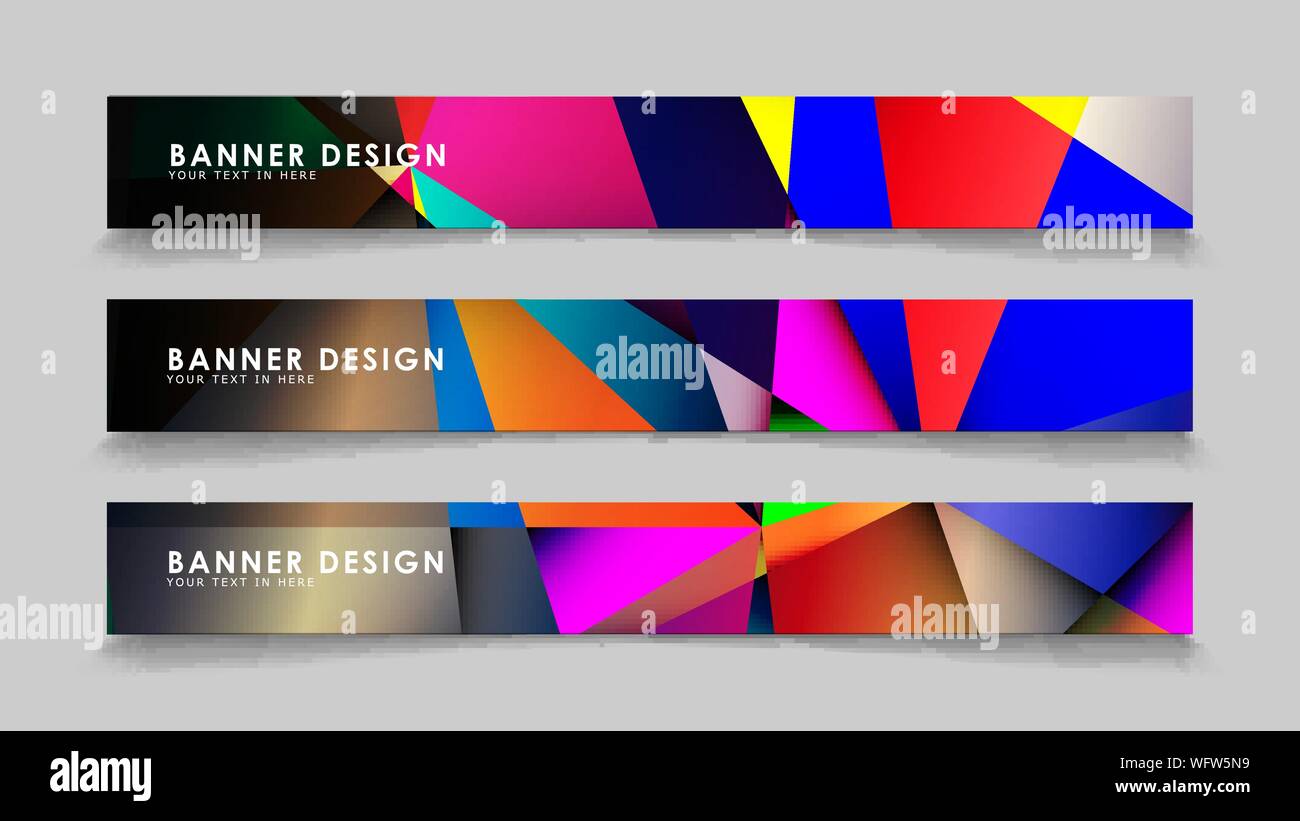 Abstract vector bannières rectangulaires avec des milieux dégradés géométriques Illustration de Vecteur