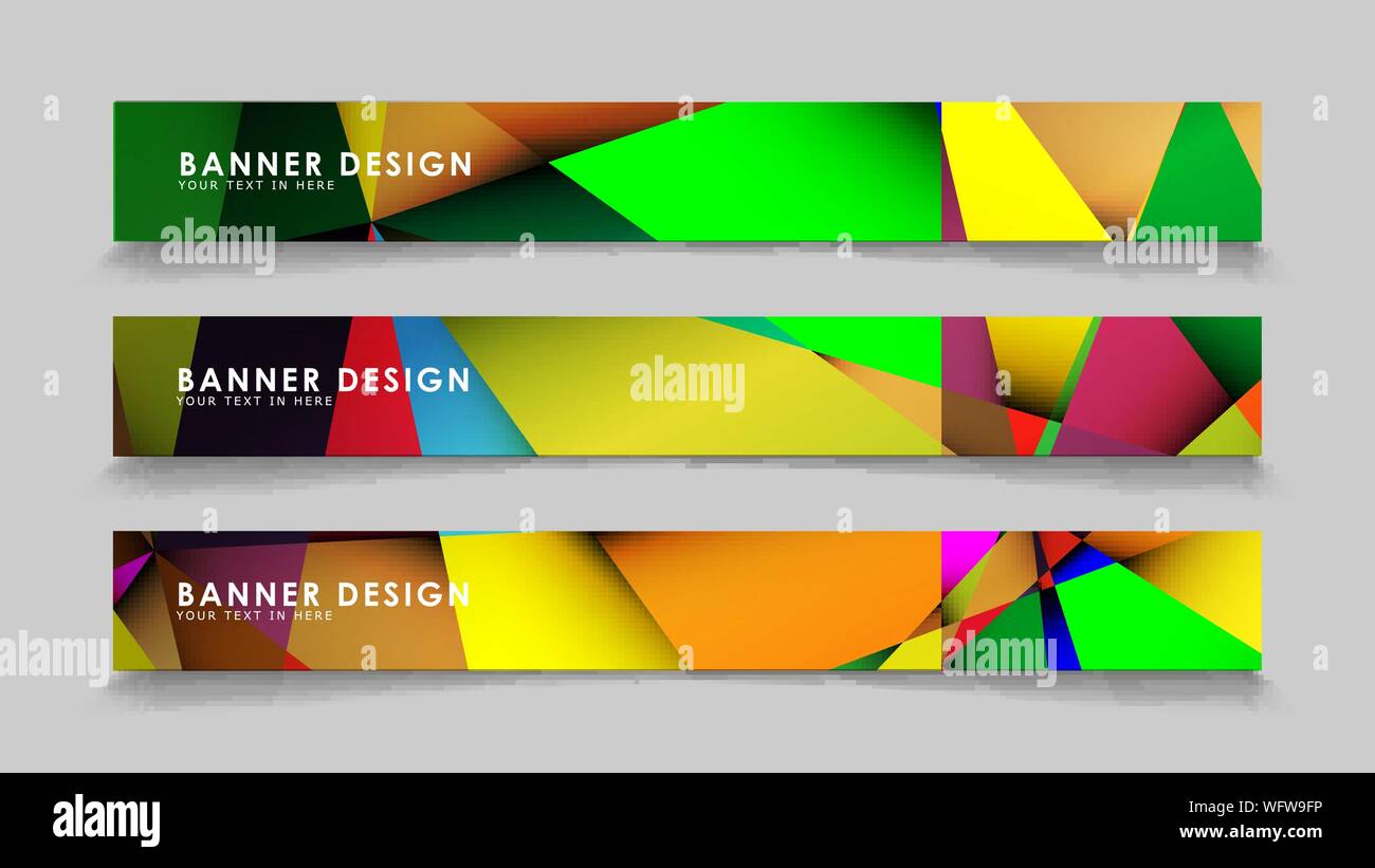 Abstract vector bannières rectangulaires avec des milieux dégradés géométriques Illustration de Vecteur
