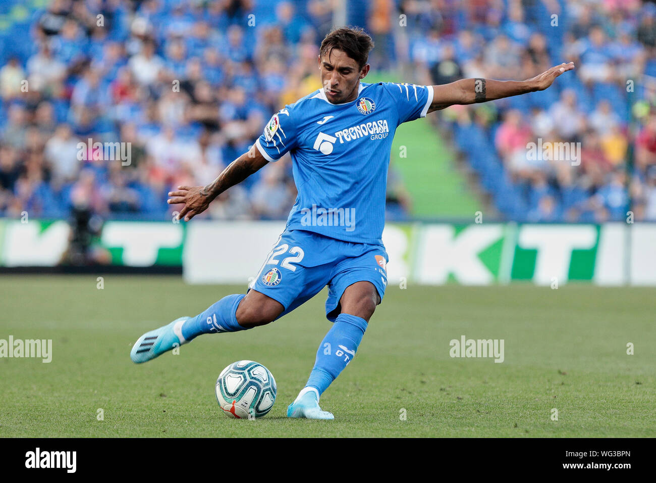 Getafe, Espagne. Août 31, 2019. damian suarez de Deportivo Alaves en action au cours de la correspondance entre la Liga Getafe CF et Deportivo Alaves au Colisée Alfonso Perez.(score final : Getafe 1-1 Deportivo Alaves) Credit : SOPA/Alamy Images Limited Live News Banque D'Images