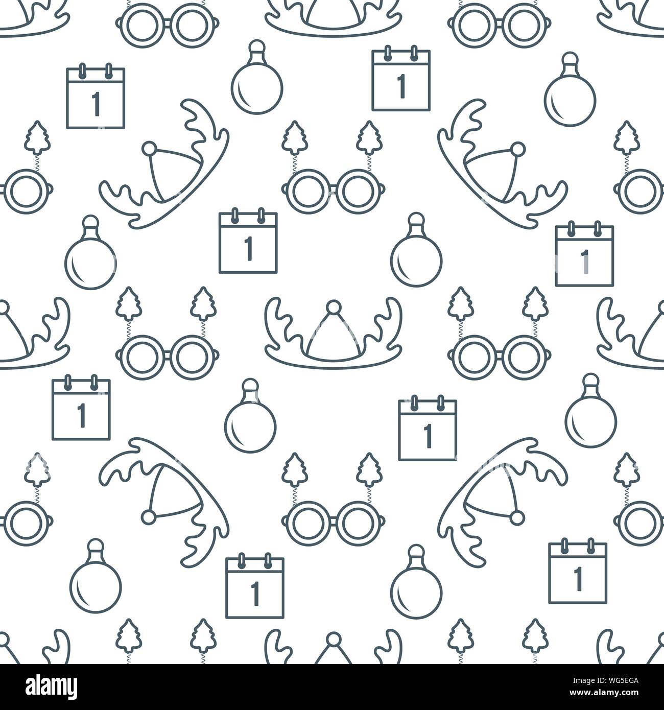 Bonne année 2020 Joyeux Noël, avec motif transparent vecteur des cornes de cerf, Boule de Noël, calendrier, les verres avec les arbres de Noël. Masquerade Party Illustration de Vecteur