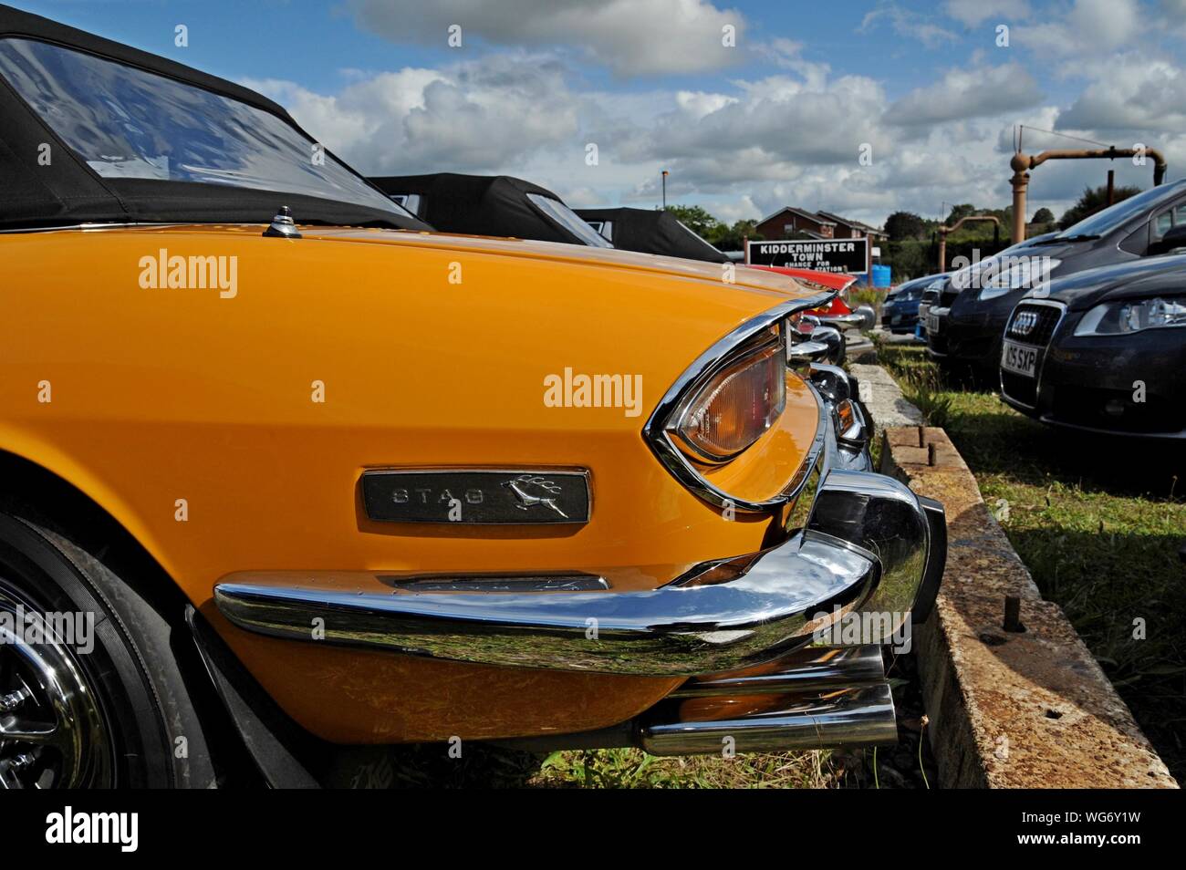 Une gamme de voitures de sport classic Triumph Stag à la Severn Valley Railway classic car day, Kidderminster. 31 août 2019 Banque D'Images