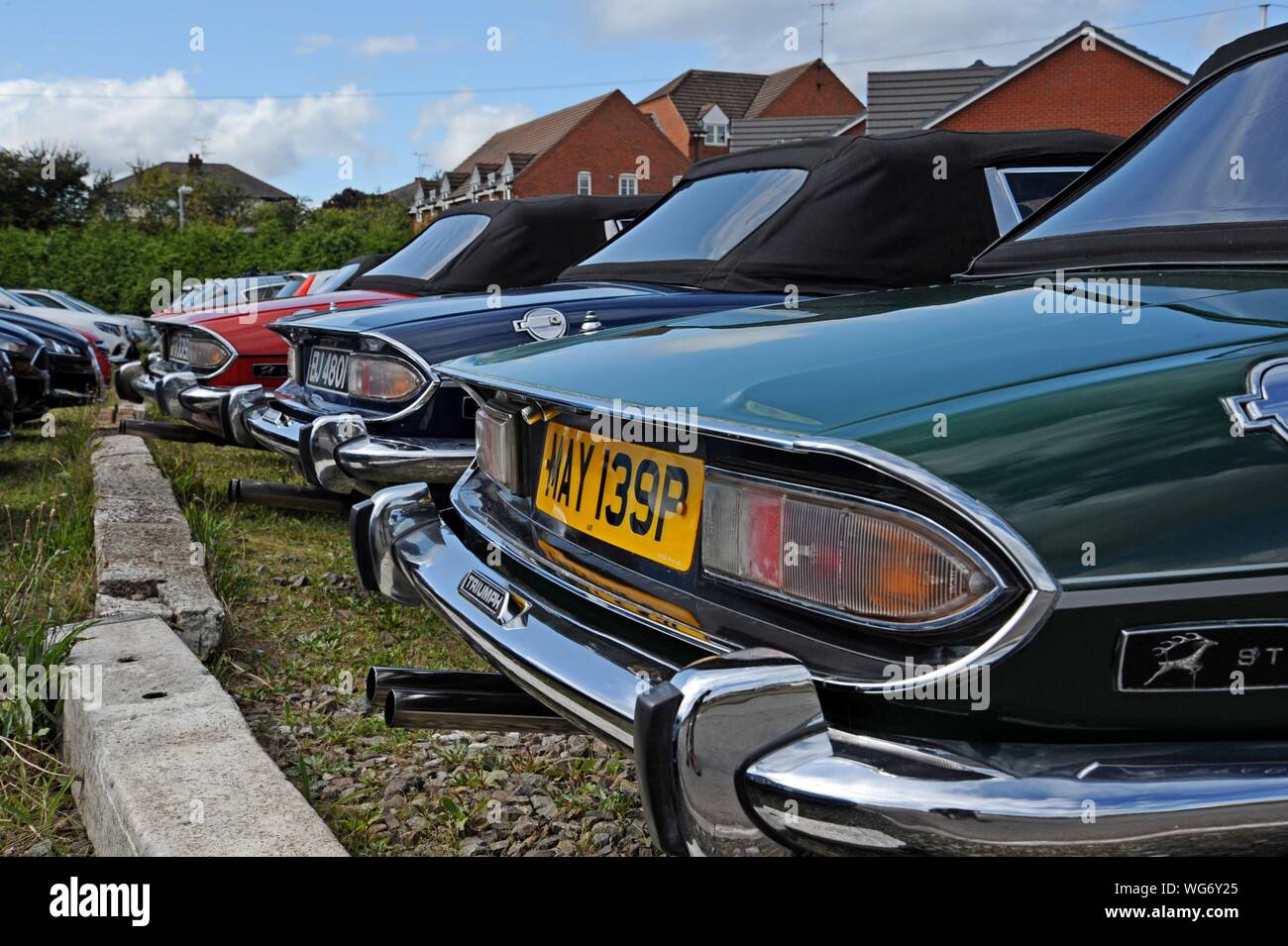 Une gamme de voitures de sport classic Triumph Stag à la Severn Valley Railway classic car day, Kidderminster. 31 août 2019 Banque D'Images