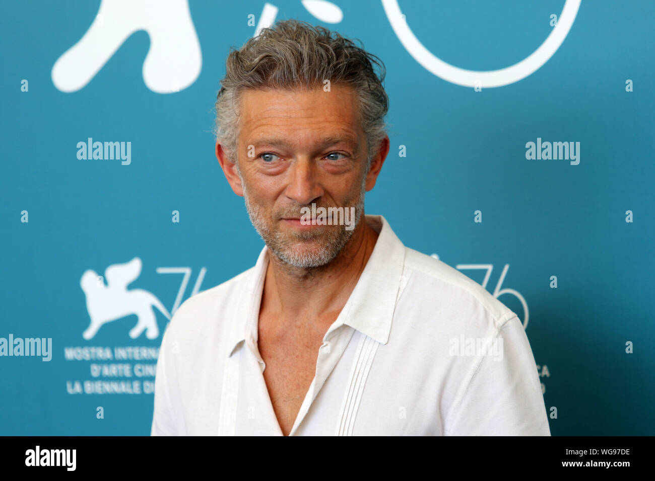 L'Italie, Lido di Venezia, 31 août 2019 : Vincent Cassel assistera à l'irréversible - Inversion intégrale' photocall au cours de la 76e Mostra de Venise. Banque D'Images