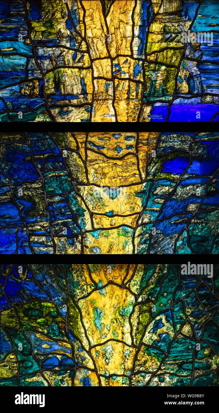 De 3 à 5 panneaux de la fenêtre nord-est, par Thomas Denny (2000), Emmanuel Church, Bridlington, Royaume-Uni Banque D'Images