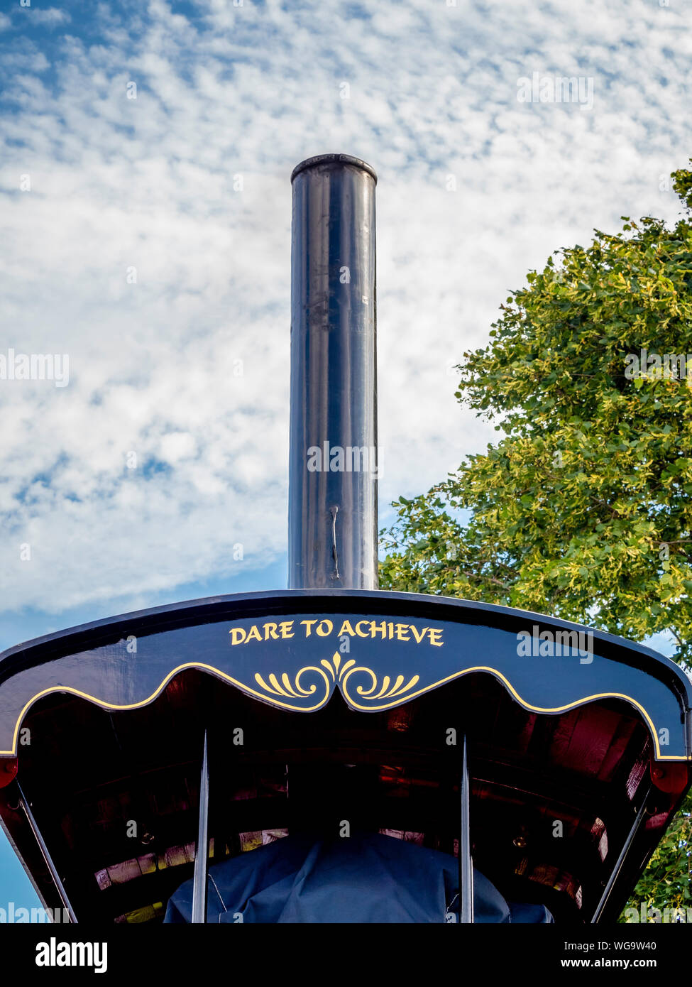 'Atteindre' sur le moteur de traction traditionnelle restaurée au rallye en plein air. Banque D'Images