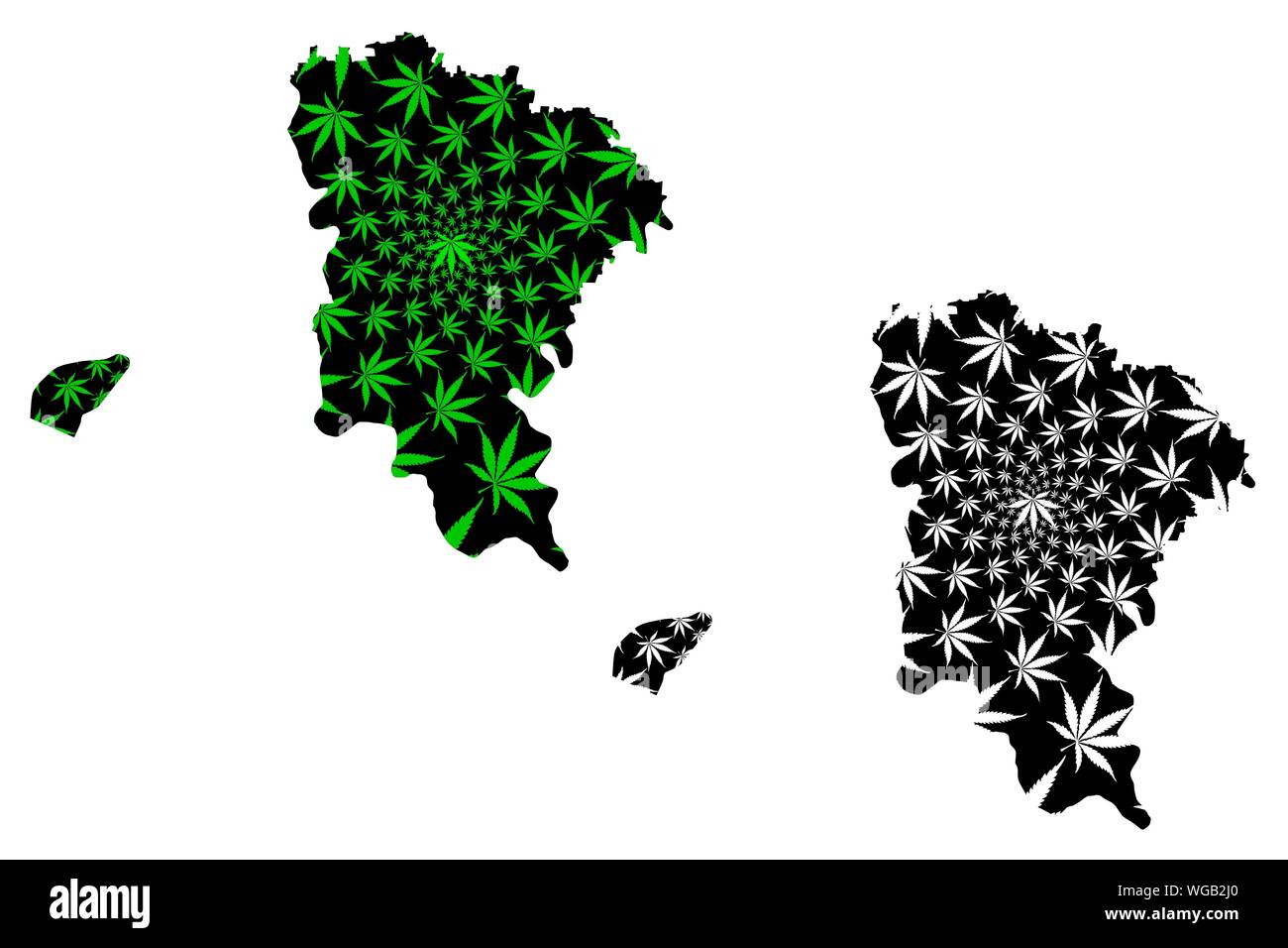 Le Gouvernorat de Menufeya (gouvernorats de l'Égypte, République arabe d'Égypte) la carte est conçue de feuilles de cannabis vert et noir, Menufeya carte fait de la marijuana (mari Illustration de Vecteur