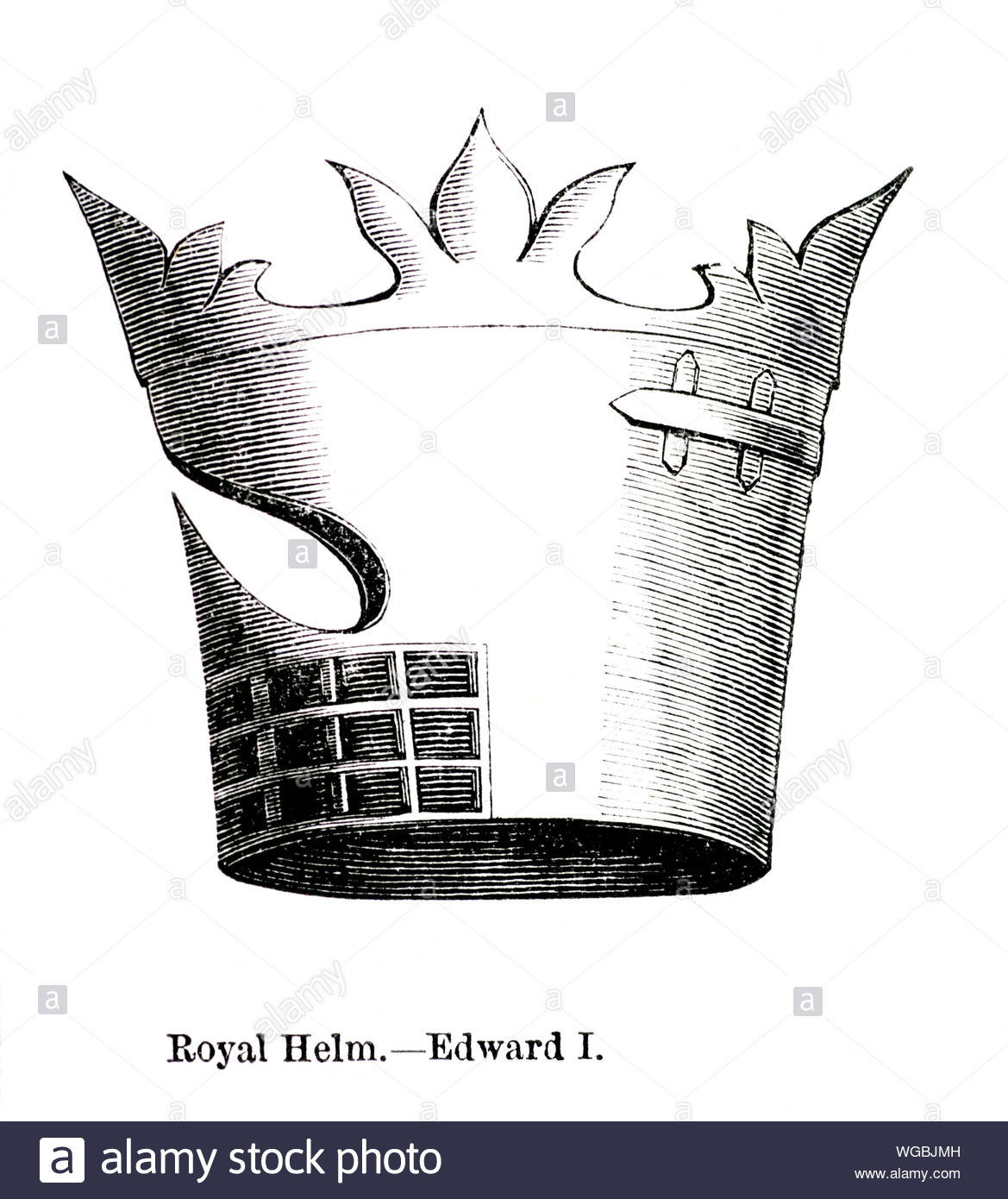 Helm Royal Edward I, vintage illustration de 1884 Banque D'Images